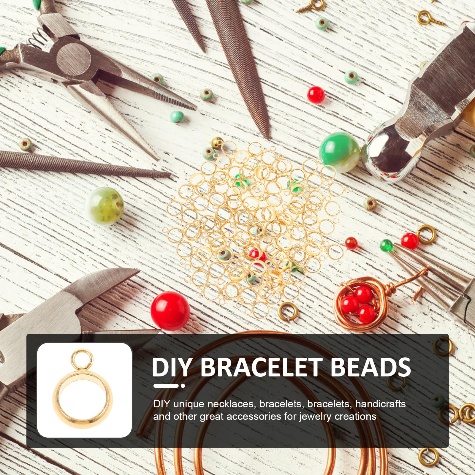 Artibetter 100 Cuentas para Hacer Pulseras de Acero Inoxidable Dorado, Ligeras y Portátiles, Ideales para Creaciones de Joyería y Manualidades