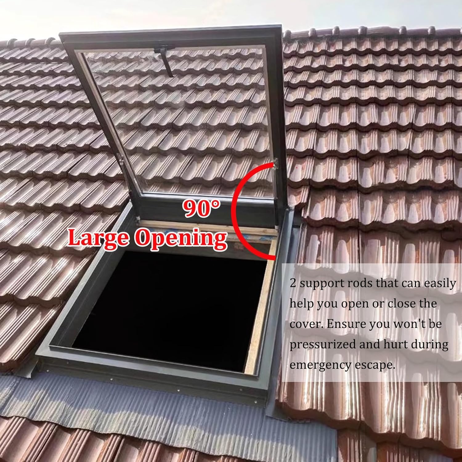 Sloped Flat Roof Cover Skylight Window Attic Sun Room Underground Lighting Well Window with Aluminum Alloy and Tempered Glass(100x100CM/39.4x39.4in)