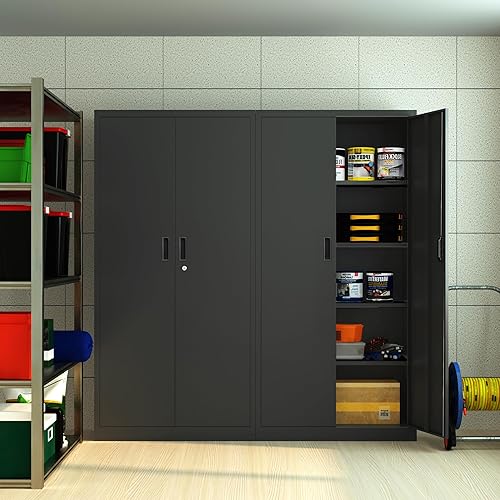 Miniatura 85 de CJF Gabinete de almacenamiento de metal, armario de almacenamiento con bloqueo con puertas y 1 cajón, 36 pulgadas de alto x 28 pulgadas de ancho x