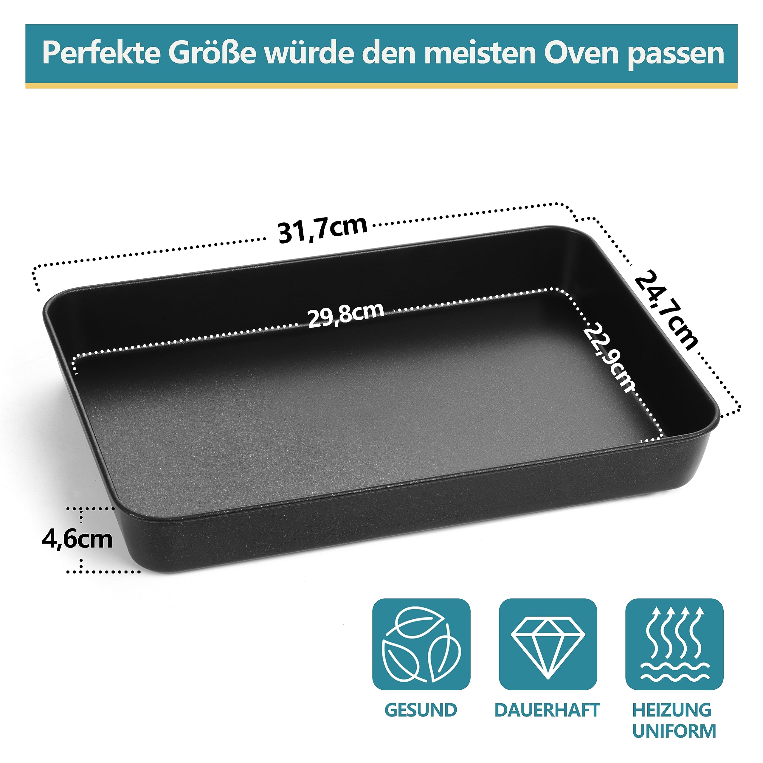 Set Di 2 Teglie Da Forno In Acciaio Inox - Misure 40.4x30.6x2.5 Cm, Lucide, Lavabili In Lavastoviglie
