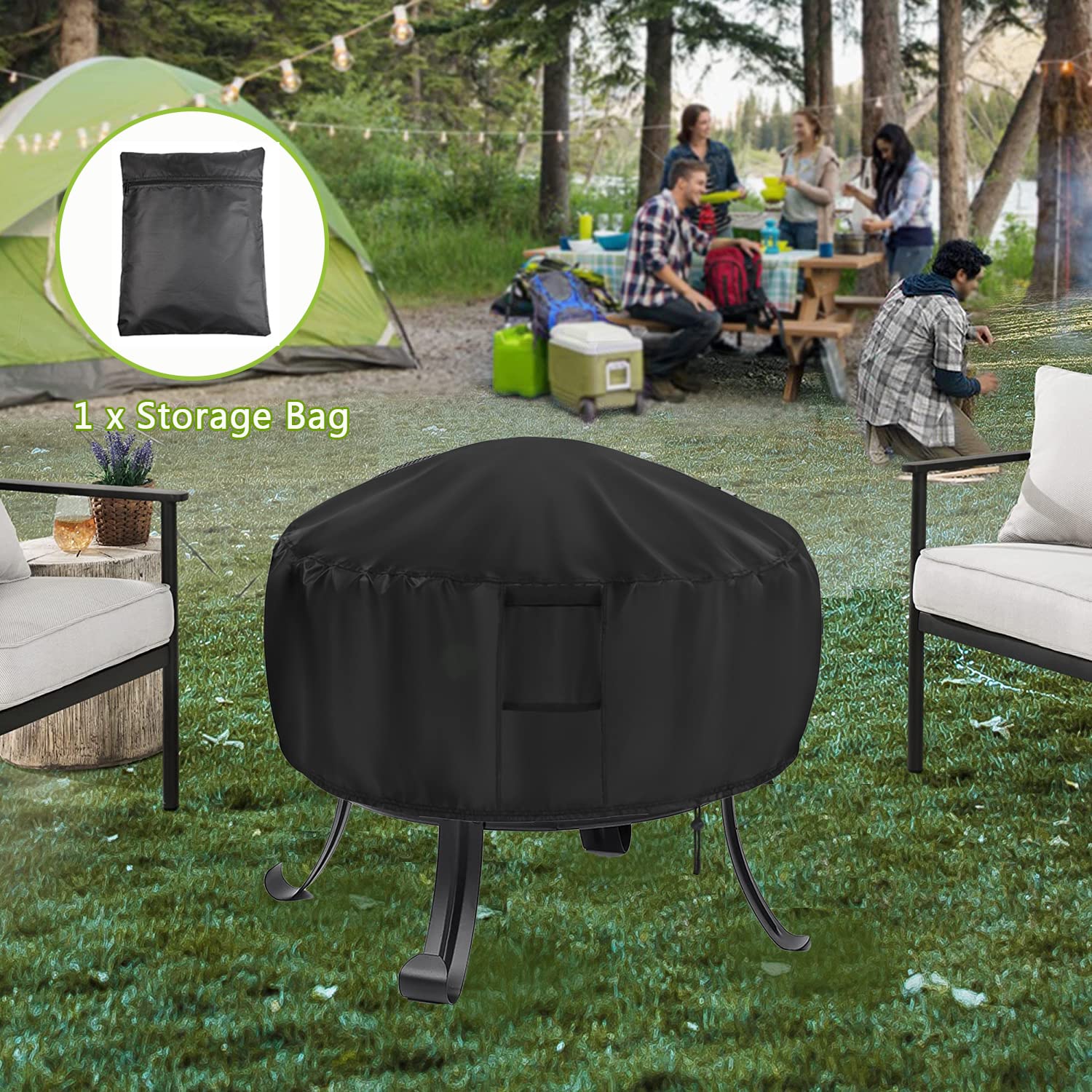 Bâche Barbecue à Gaz Housse De Barbecue Ronde, Bâche De Protection Résistante De 420D Oxford Housse Barbecue Extérieur