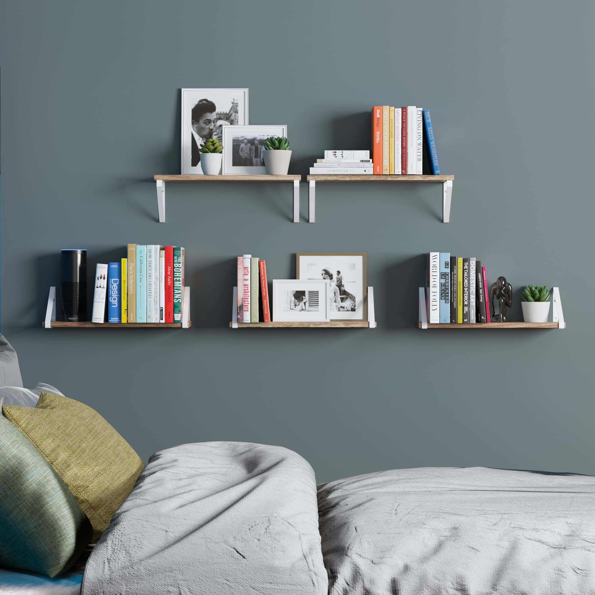 Amazon.com: Wallniture Ponza Floating Bookshelves, Burnt 17