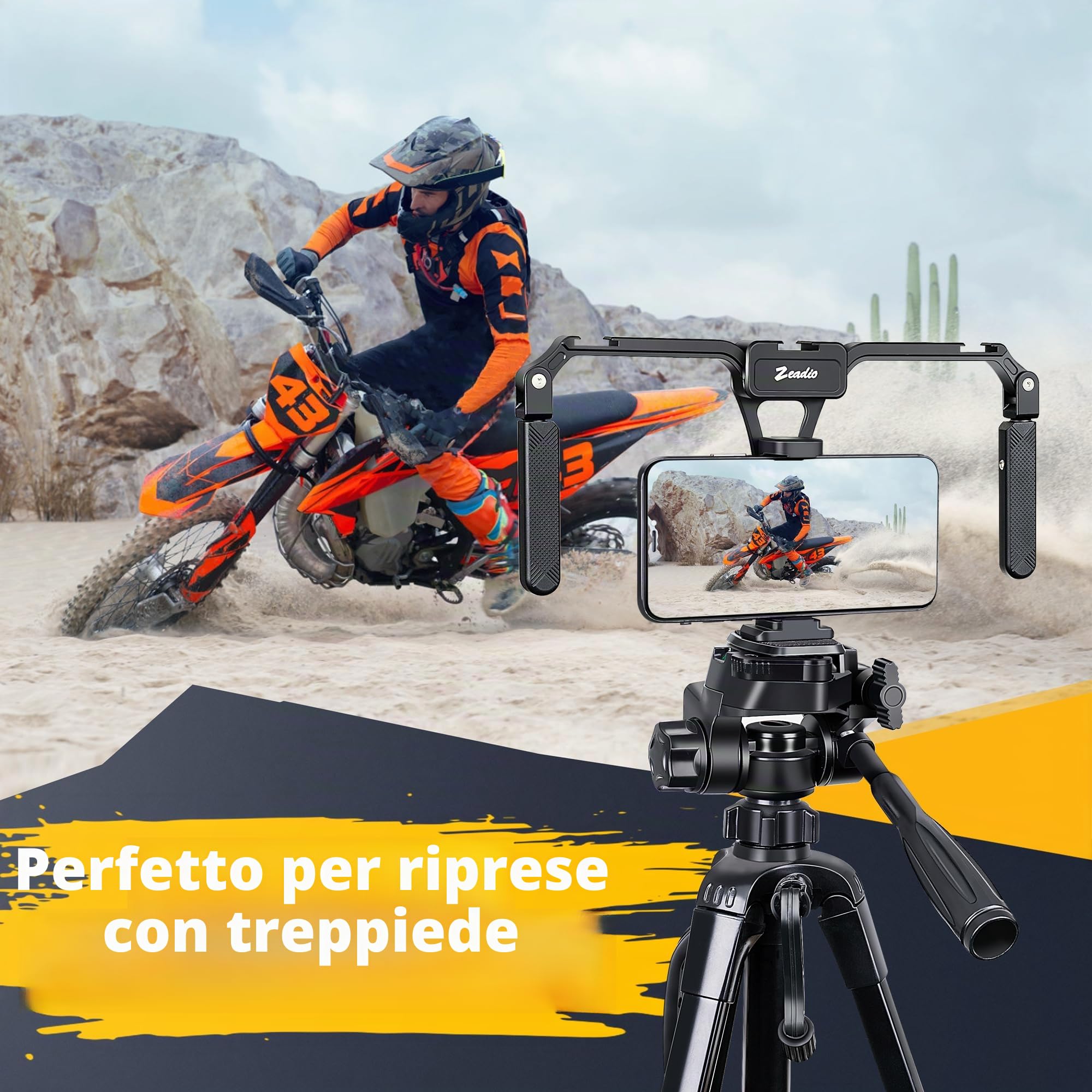 Zeadio Stabilizzatore per Smartphone in Alluminio - Supporto Video Pieghevole per Cellulare, Custodia per Filmati, Treppiede per iPhone