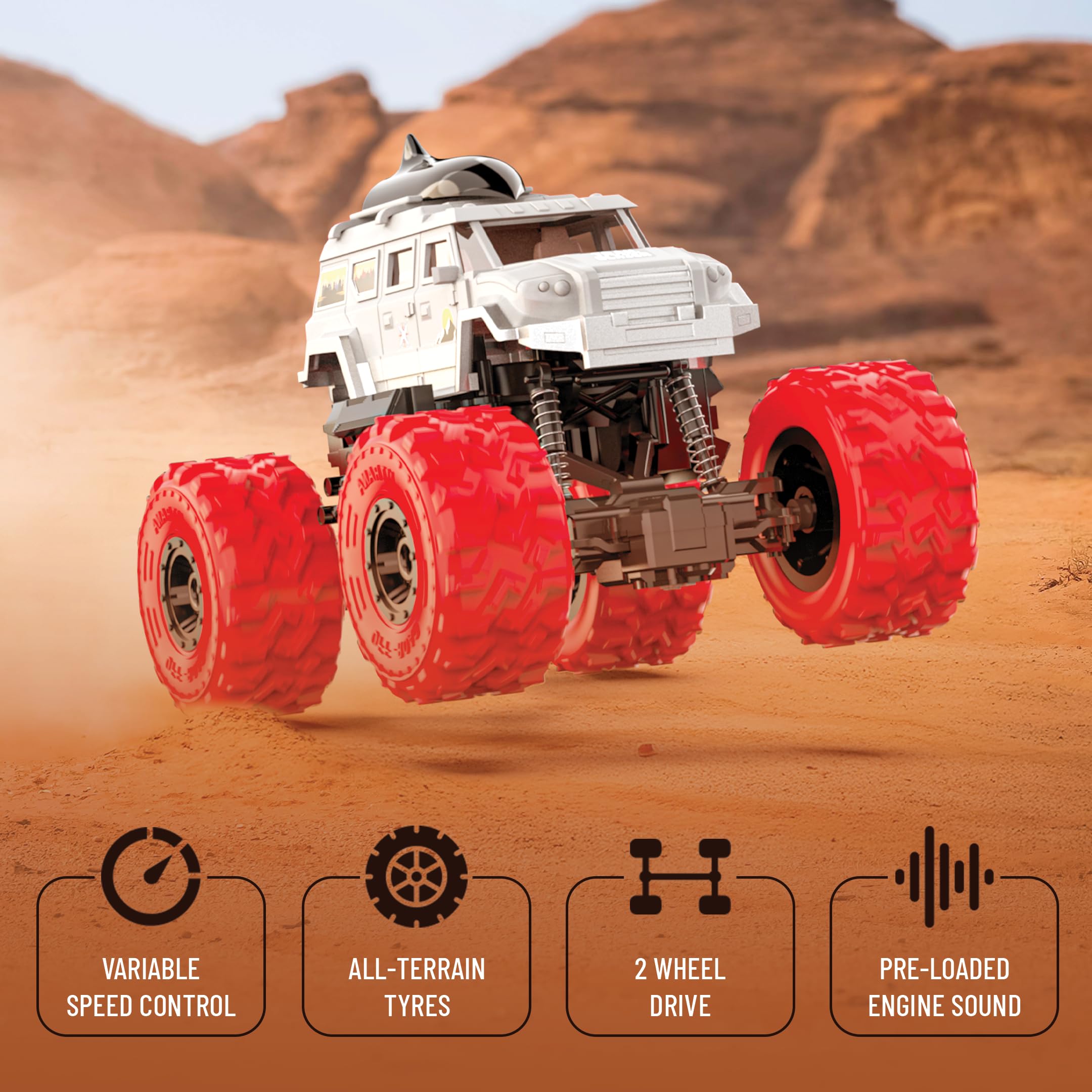 Mirana Trailblazer 2WD RC Car Toy for Kids | Remote & App Control ATV with Nitro Speed Boost | Type-C USB Rechargeable & in-Built Bluetooth Speakers | for Boys & Girls 4+ Years (White) 4