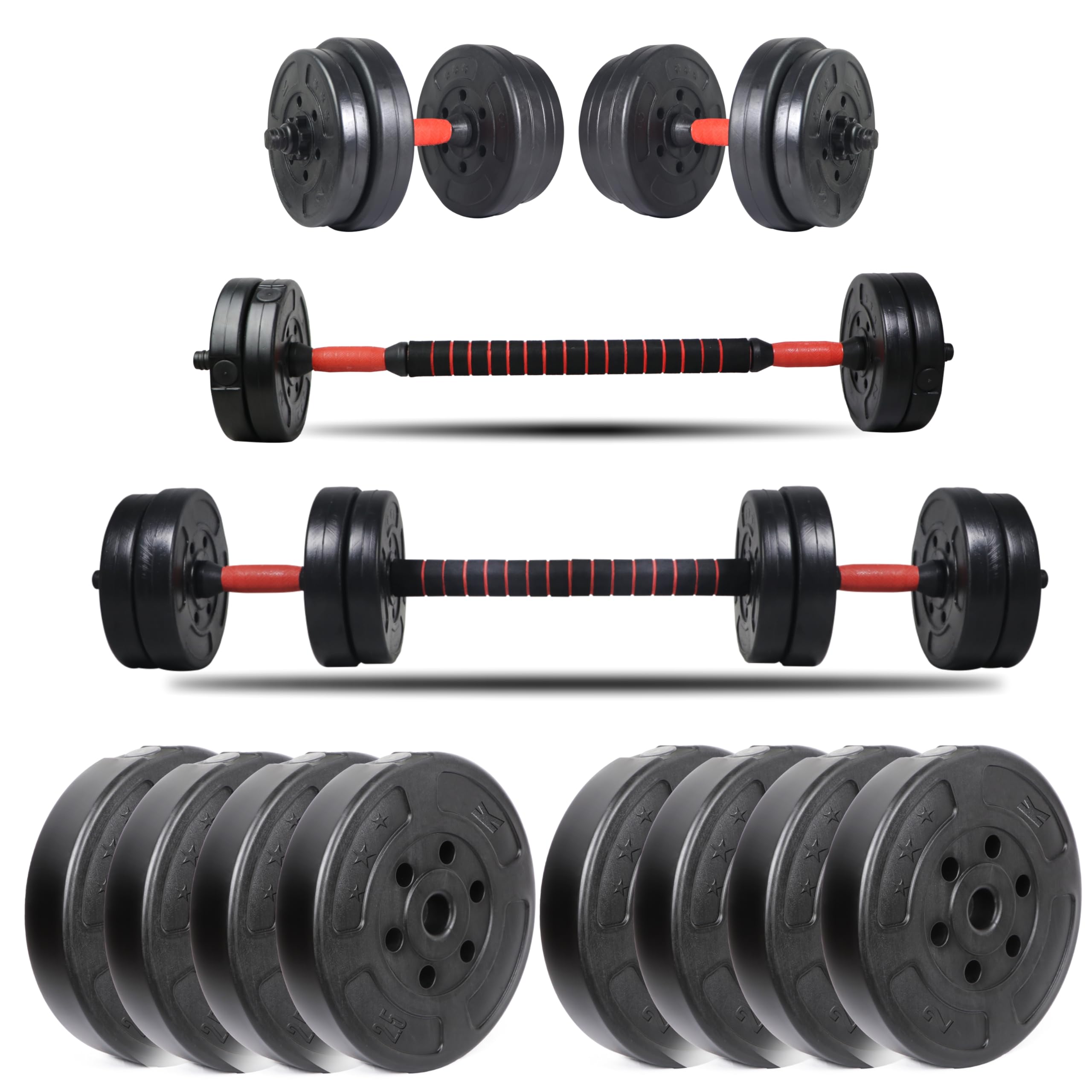 Artino Sports Invader Convertible Kit 18kg (2.5kg x 4 + 2kg x 4) Button Shapped Weight Plates & Dumbbell Rods for Home Gym Set (B0CQT2D8S1) Amazon Price History, Amazon Price Tracker