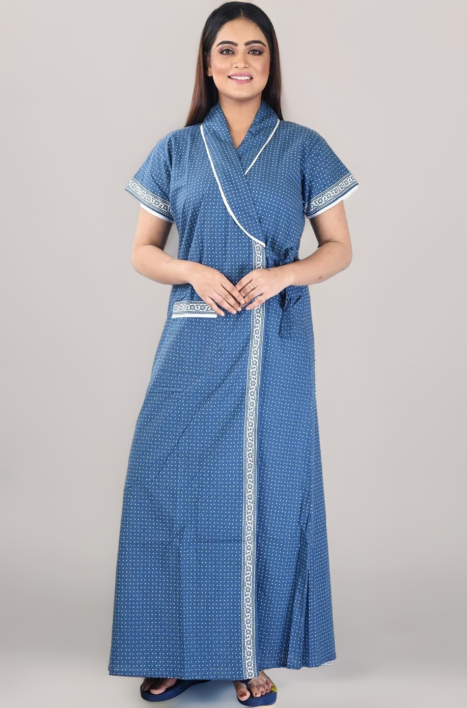 bellamy Cotton Robes,Housecoat, Nighty, Sleepwear, Night Gown for Women Ladies House Coat, Front Open Adjustable A030-Parent