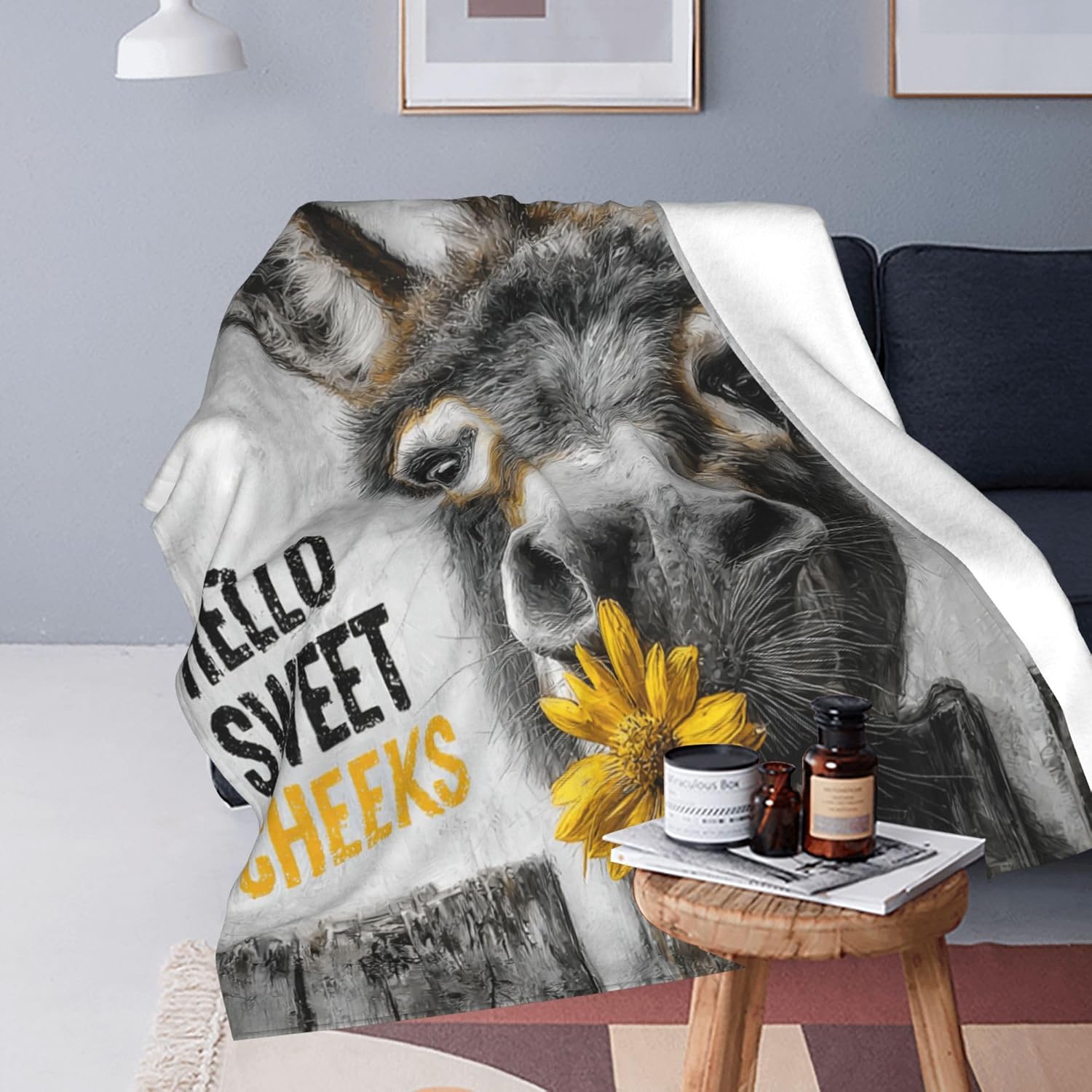 Funny Donkey Throw Blanket Soft Warm Cozy Farmhouse Donkeys Blankets Fuzzy Plush Fleece Donkey Blanket Gifts for Couch Bed Sofa Home Decor 40''X50'' - Image 5