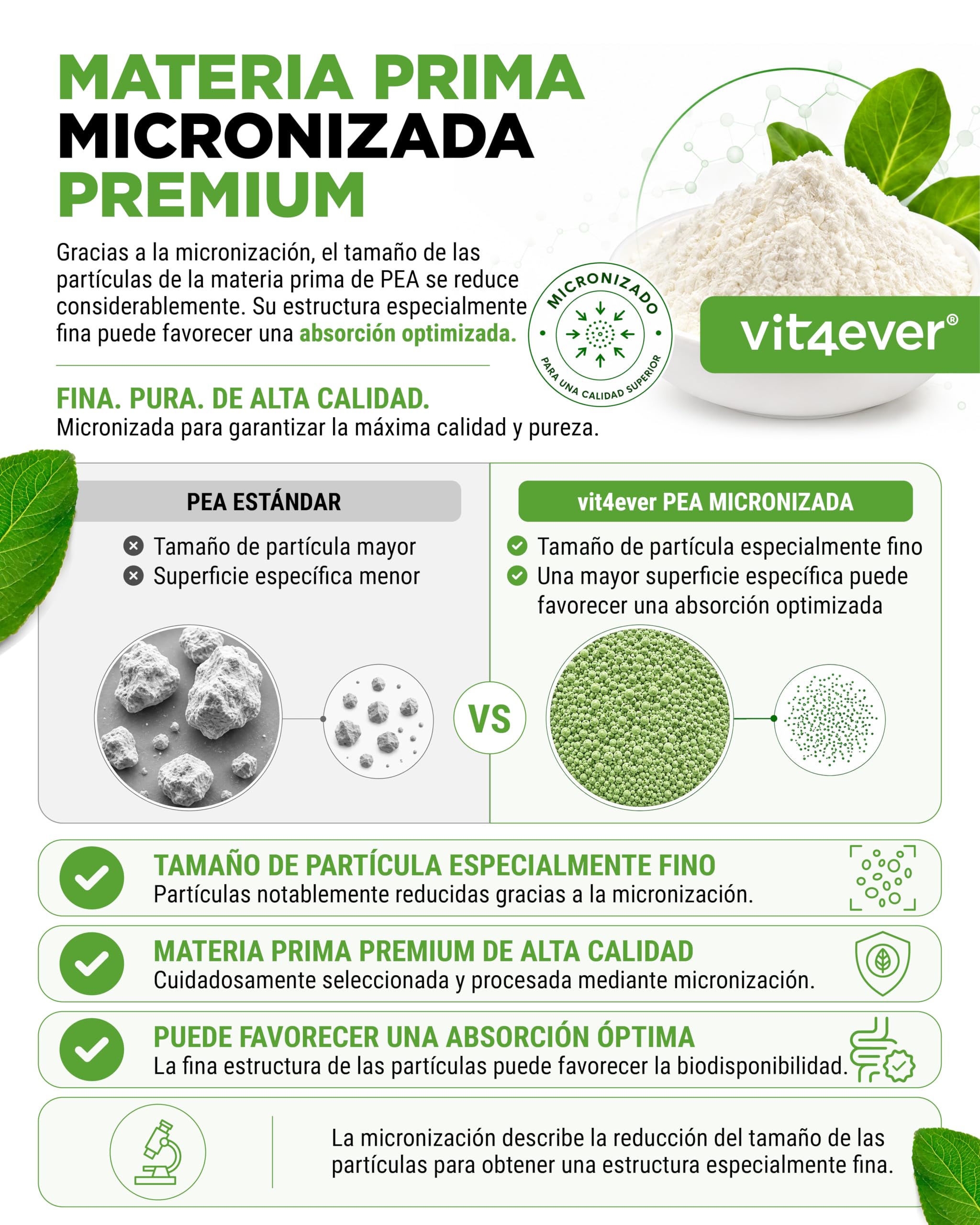 vit4ever PEA 600-180 Cápsulas veganas | 1200 mg de Palmitoiletanolamida Micronizada por dosis diaria - Alta dosis - Sin aditivos - Vegano