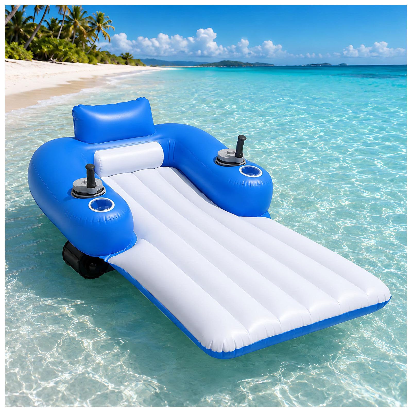 Inflatable Electric Water Lounger with Joystick 360° Rotation Rectangle