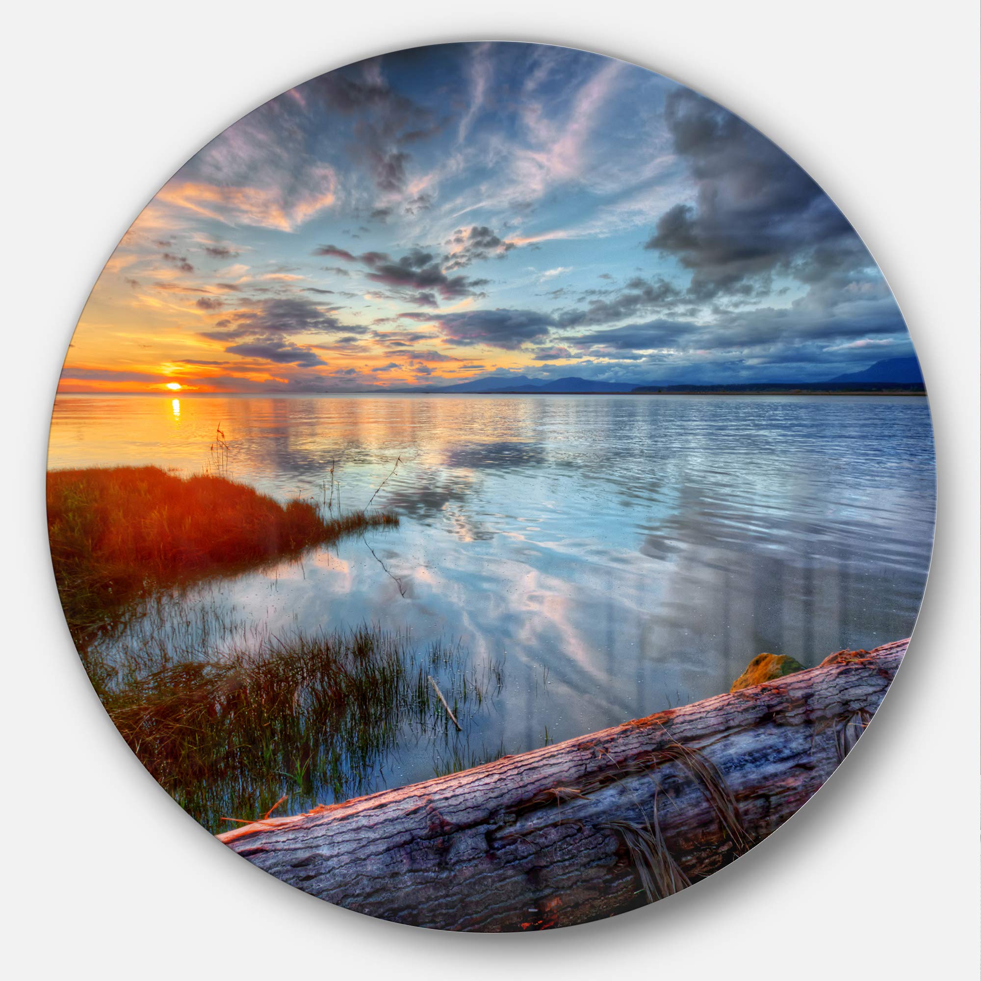 Amazon｜DesignArt mt14631-c23カラフルな川Sunset WithログSeashore