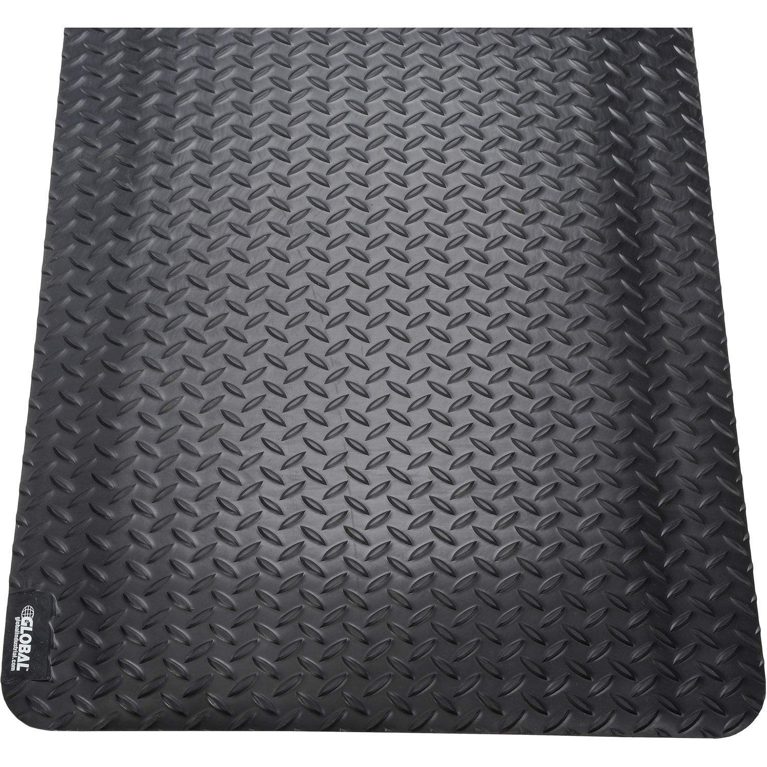 36" W x 60" L Diamond Plate Ergonomic Anti Fatigue Mat by Global Industrial – 60"L x 36"W x 15.6"Th, Vinyl/PVC Closed-Cell Foam, Black, Model 39267090030000500