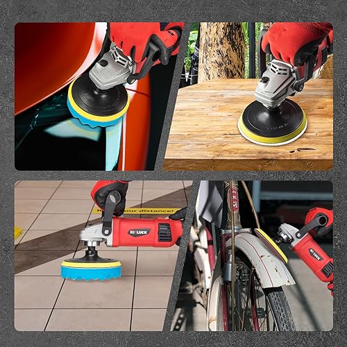 Miniatura 7 de KITLUCK Pulidora de búfer, pulidora rotativa de 12Amp 6 7  para detalles de automóviles, 1400 W 7 velocidad variable máquina pulidora de búfer de