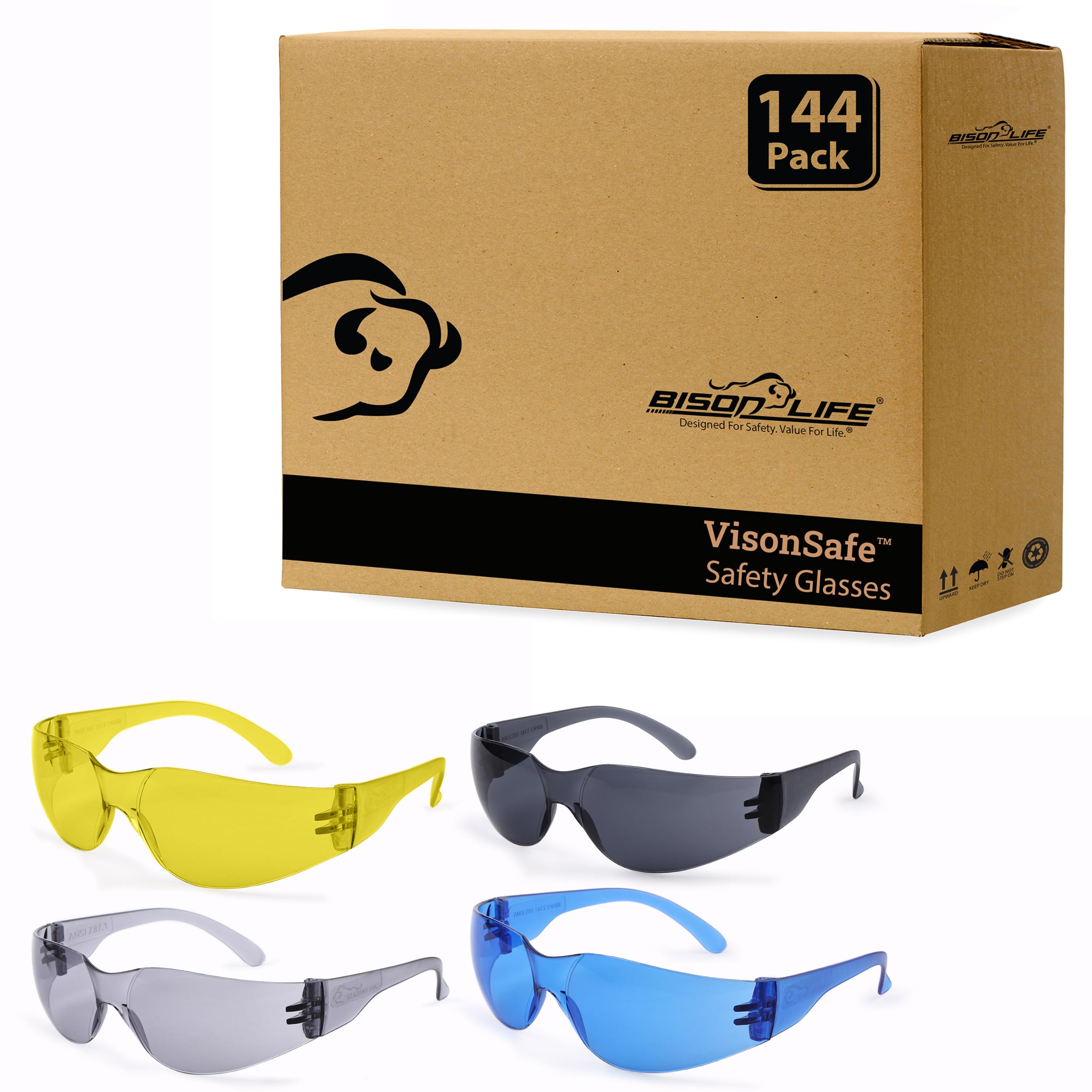 BISON LIFE Clear Safety Glasses for Men & Women, ANSI Z87.1 Certified,12Pk — Amazon image 11