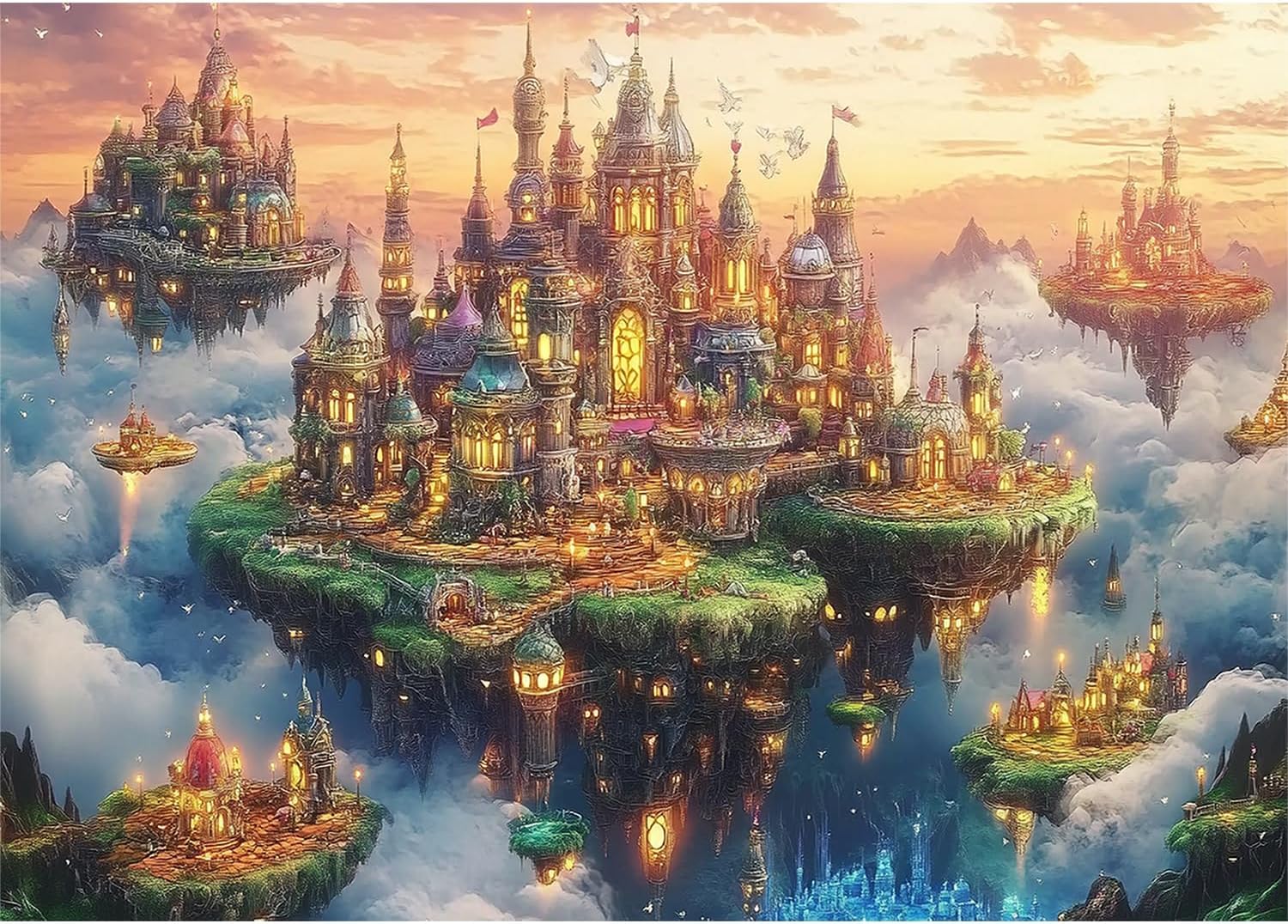 Jigsaw Puzzles for Adults 1000 Pieces Impossible Hard Difficult Challenging Puzzles for Adults 1000pc Puzzles City of The Skyward Kingdoms Jigsaw Puzzle 1000 Pieces 28 x 20 inch