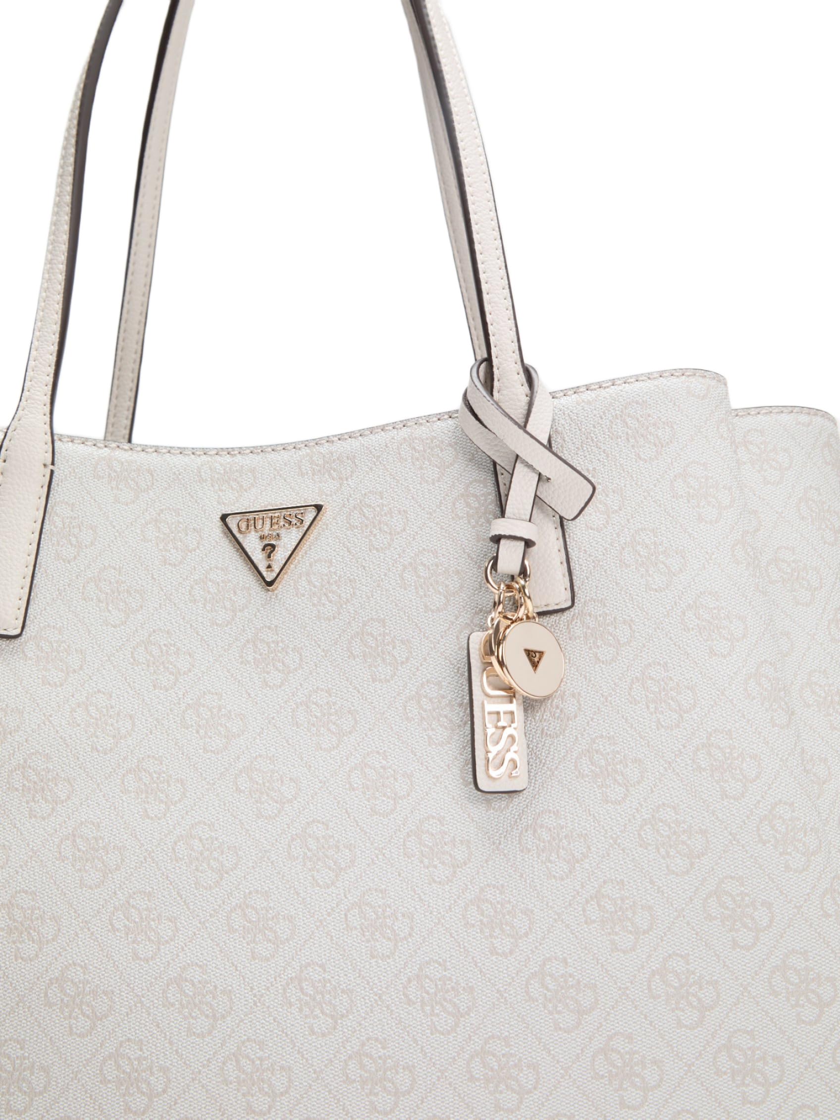 GUESS borsa a tracolla borsa da ufficio con scomparto per laptop Noelle II Tech Tote Bone Logo grigio chiaro