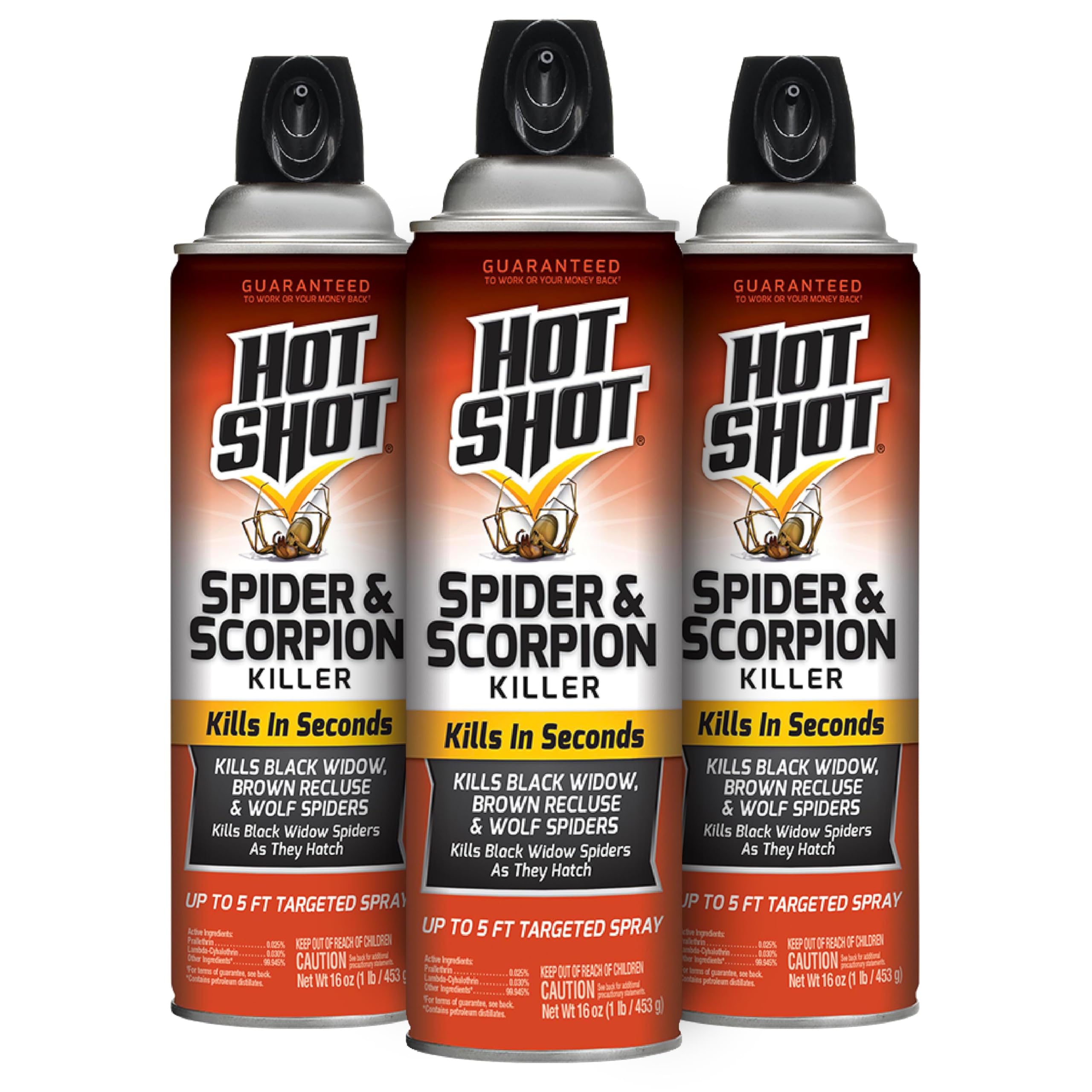 Hot Shot Spider & Scorpion Killer Aerosol Spray, 16 Oz, 3 Pack | Kills Spiders, Scorpions & Other Listed Insects, Kills up to 4 Months*, Up to 5 Ft.