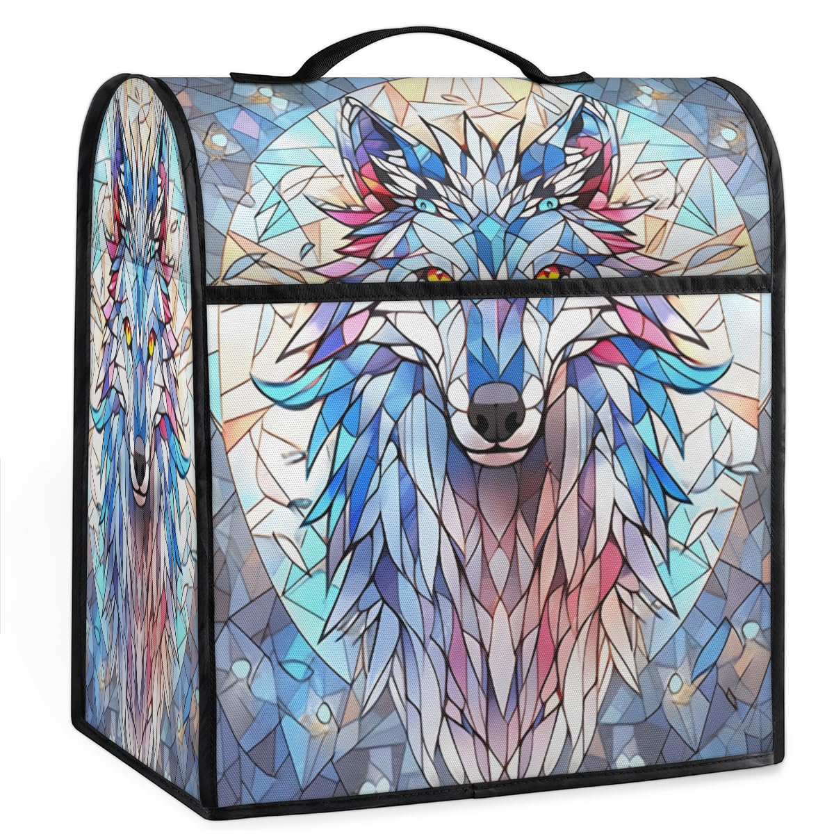 Coffee Maker Cover Glass Painting Wolf Kitchen Appliance Covers Small Appliance Covers Blender Cover Juicer Cover Dust Covers for Kitchen Appliances with Top Handle and Pockets,Washable,B564