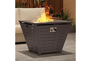 32 Inch Tall Propane Fire Pit Table with Lid
