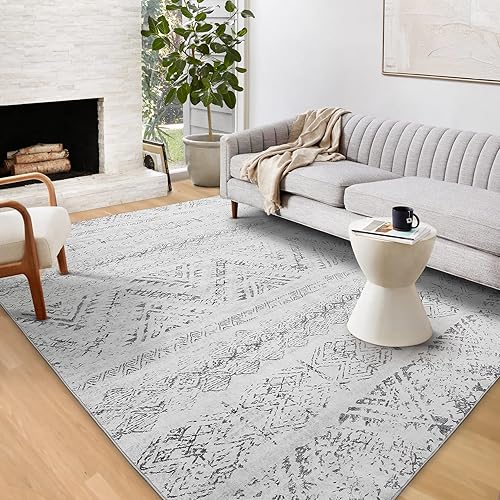 Miniatura 5 de Alfombra de área para sala de estar 5 x 7 pulgadas grande marroquí suave esponjosa geométrica lavable para dormitorio comedor oficina guardería