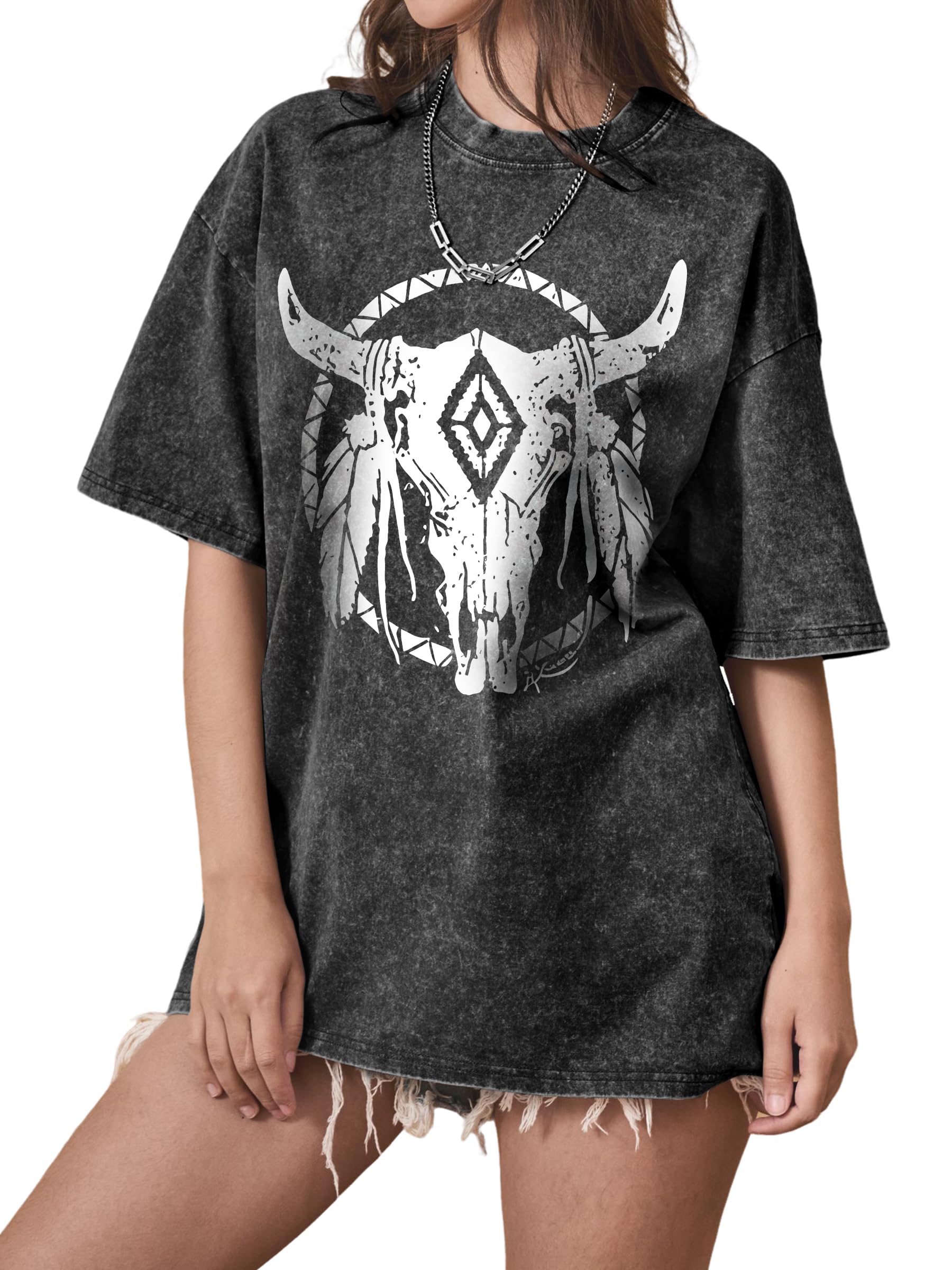 50% Off AUMORA Women's Oversized Western Graphic Tee