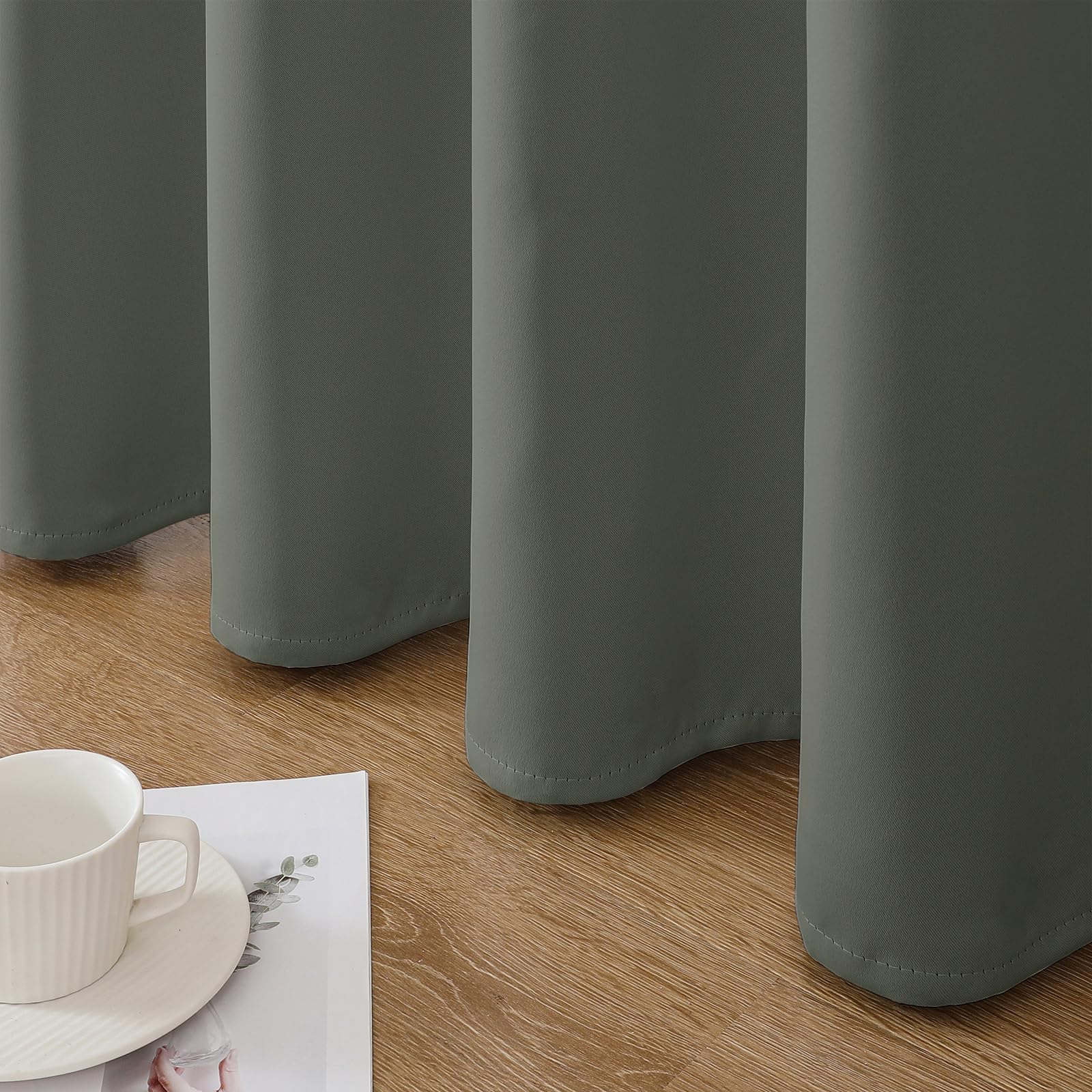 Joydeco Blackout Curtains 63 Inch Length 2 Panels Set, Thermal Insulated Long Curtains& Drapes 2 Burg, Room Darkening Grommet Drapes for Bedroom Living Room Window (Black, W52 x L63 Inch)