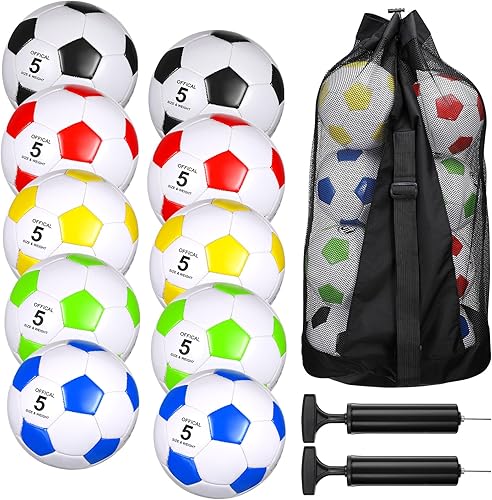 Libima 13 pelotas de fútbol a granel, 10 unidades, pelota de fútbol oficial con 2 bombas y bolsa de transporte, juego de entrenamiento para