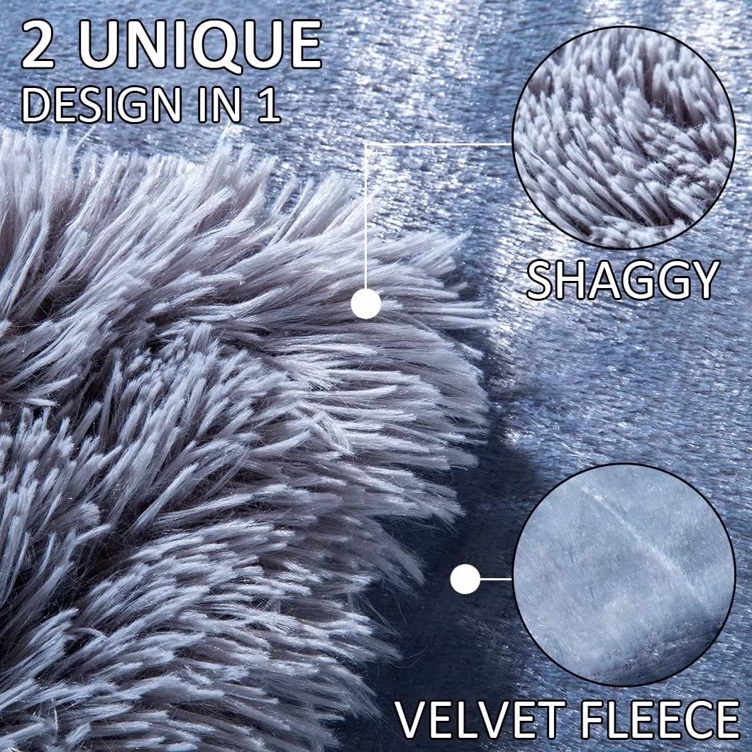 YUSOKI Grey Queen Faux Fur Blanket,2 Layers,Queen90" x 90" Without Pillows Big Soft Plush Fuzzy Large Warm Fluffy Gray Throw Blanket for Bed - Image 3