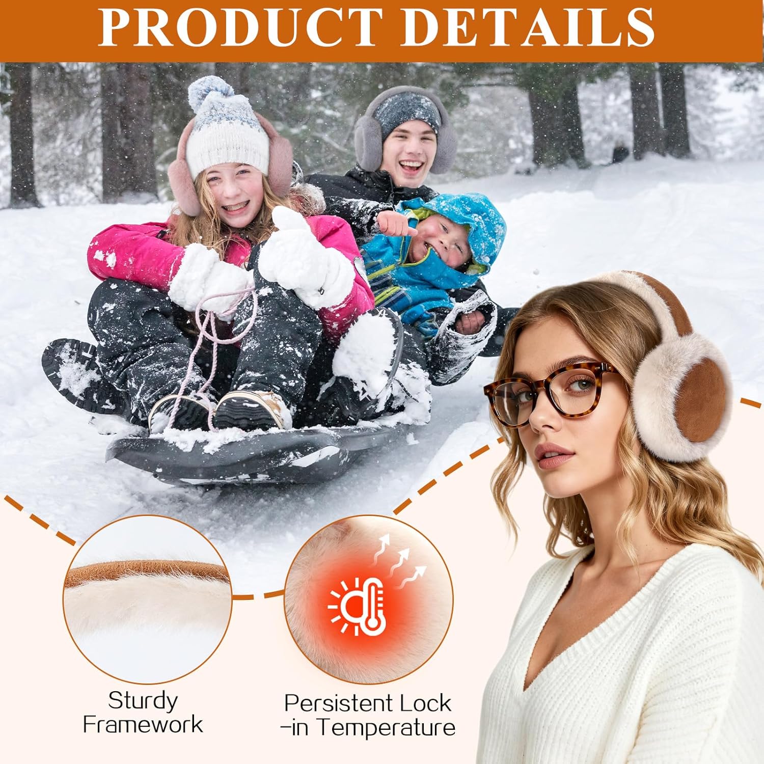 Tavaleu Ear Muffs for Winter Women, Foldable Fuzzy Earmuffs Faux Fur Warm Ear Warmers Covers Cold Weather - Image 4