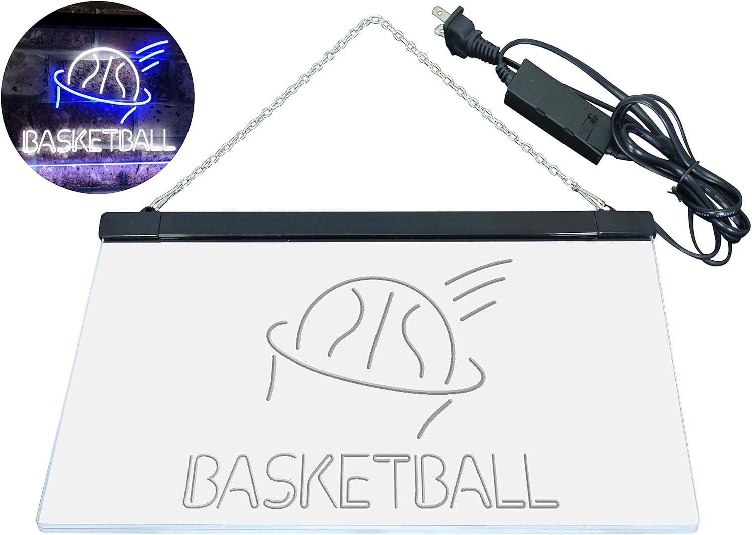 ADVPRO Basketball Sport Man Cave Bar Room Dual Color LED Neon Sign White & Blue 12" x 8.5" st6s32-i2581-wb