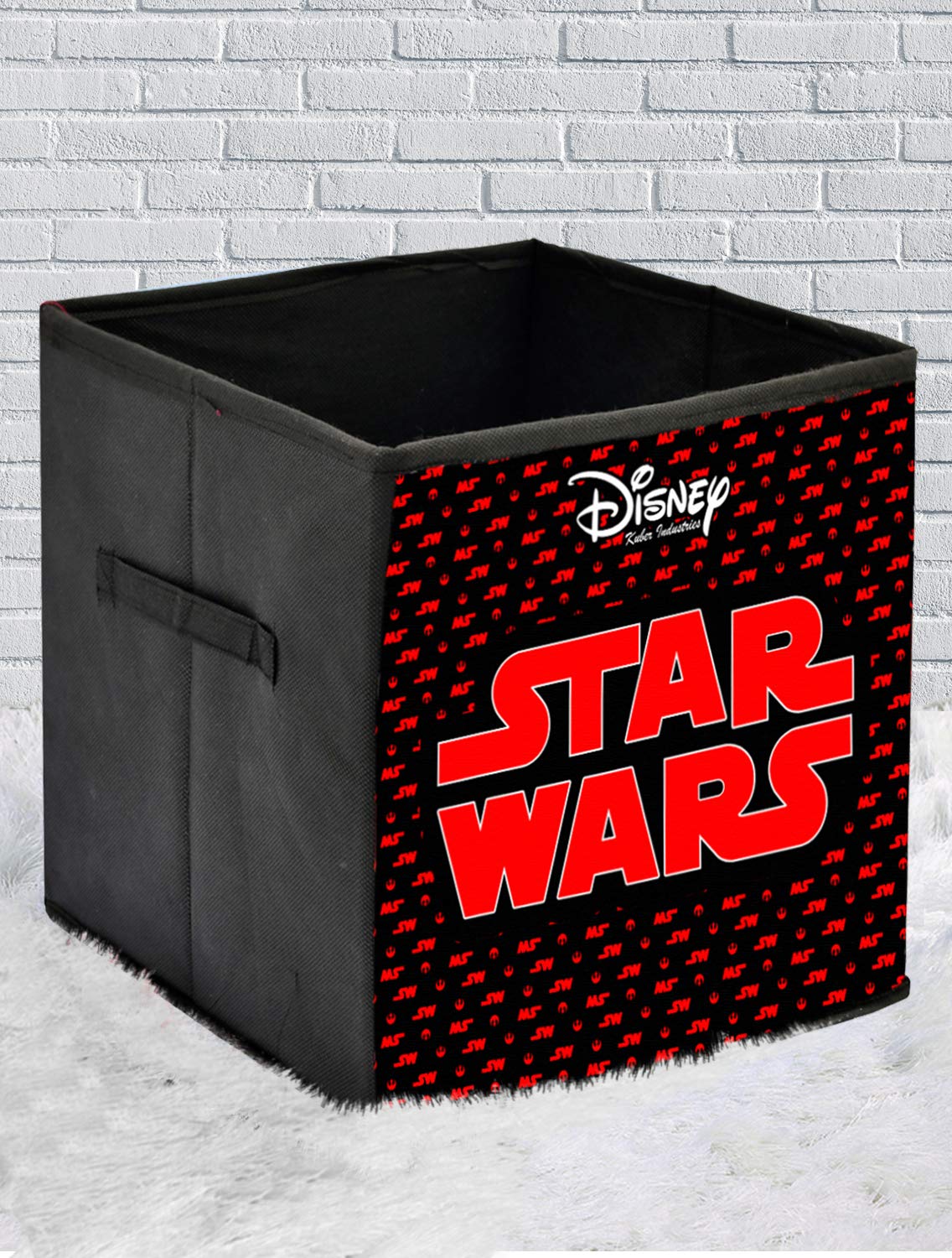 Kuber Industries Disney Print Włóknina, 4 sztuki, składana kostka do przechowywania zabawek, książek, butów pudełko do przechowywania z uchwytem, bardzo duże (kasztanowo-kremowy) - KUBMART16224