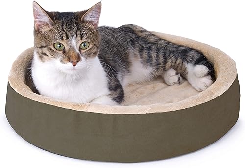 K&H Pet Products Thermo-Kitty - Camas térmicas para gatos y perros de interior, cama cálida con base ortopédica para mascotas, lados bajos, lavable