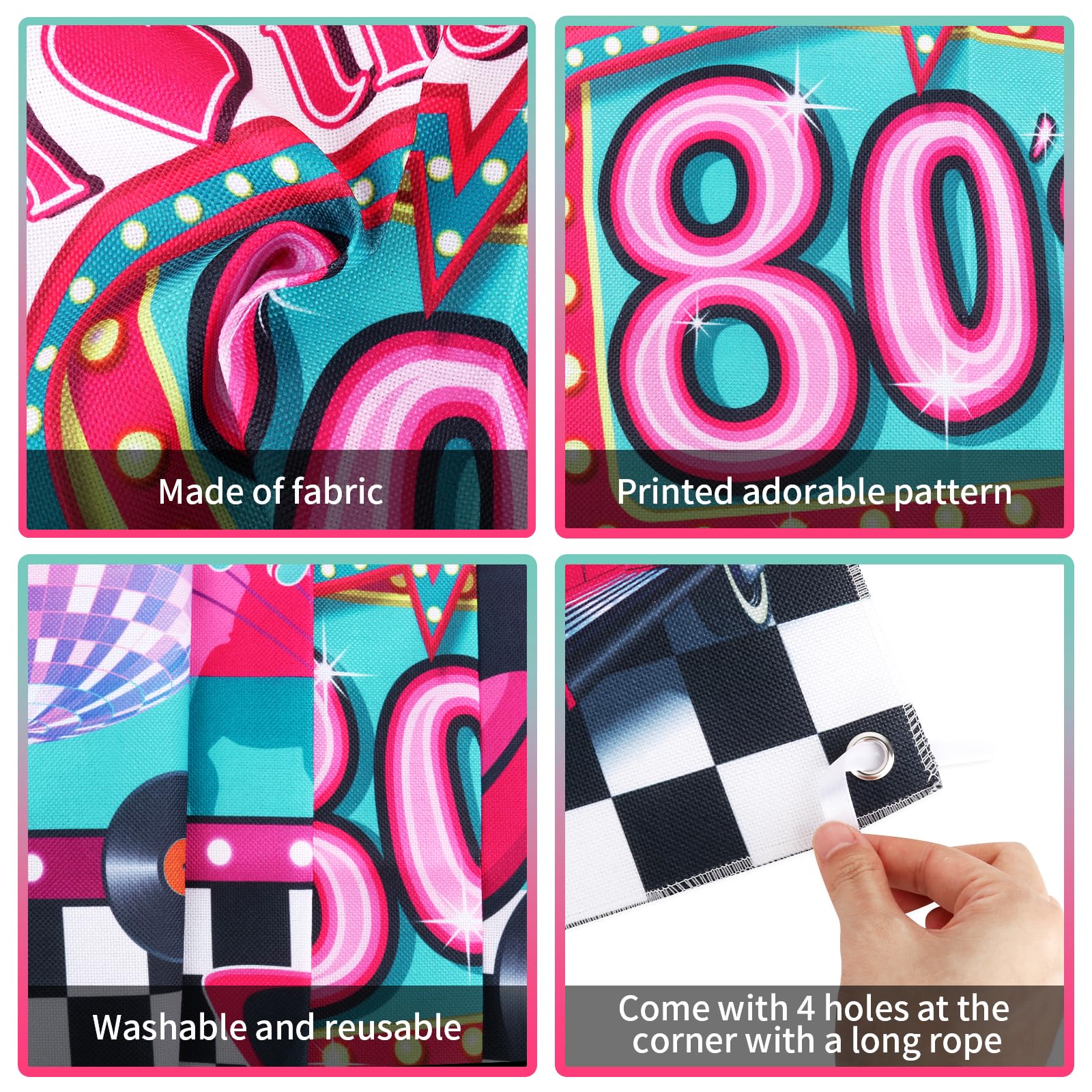 Cartel de fiesta de los años 80, decoración de fiesta de los años 80, telón de fondo para fiesta de hip hop, accesorios de cabina de fotos de los años 80, suministros de fiesta retro rock and roll