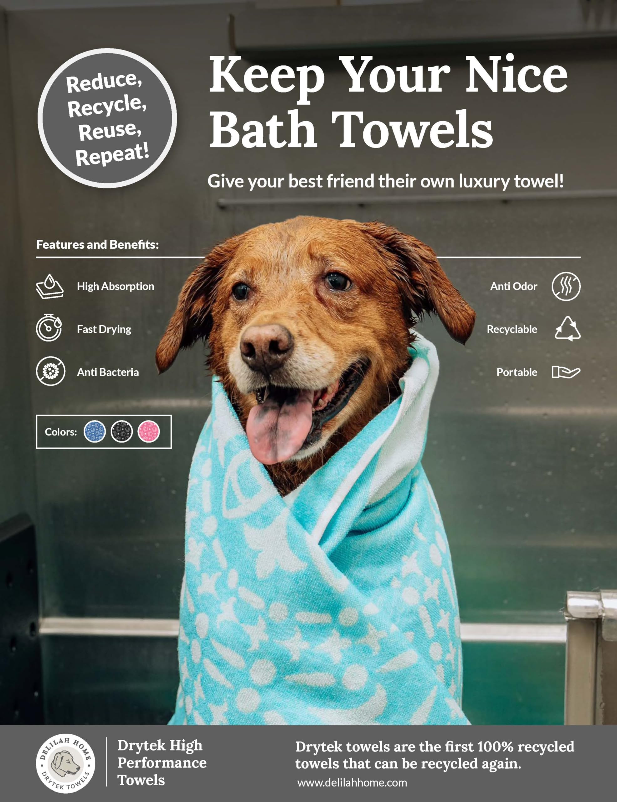 Delilah Home Drytek High Performance Beach Towel, Made from 100% Recycled Bottles, Absorbs Great, Quick Dry (4X Faster), Luxuriously Soft, Sand Free, Great for The Pool. 36-inch by 70-inch, Purple