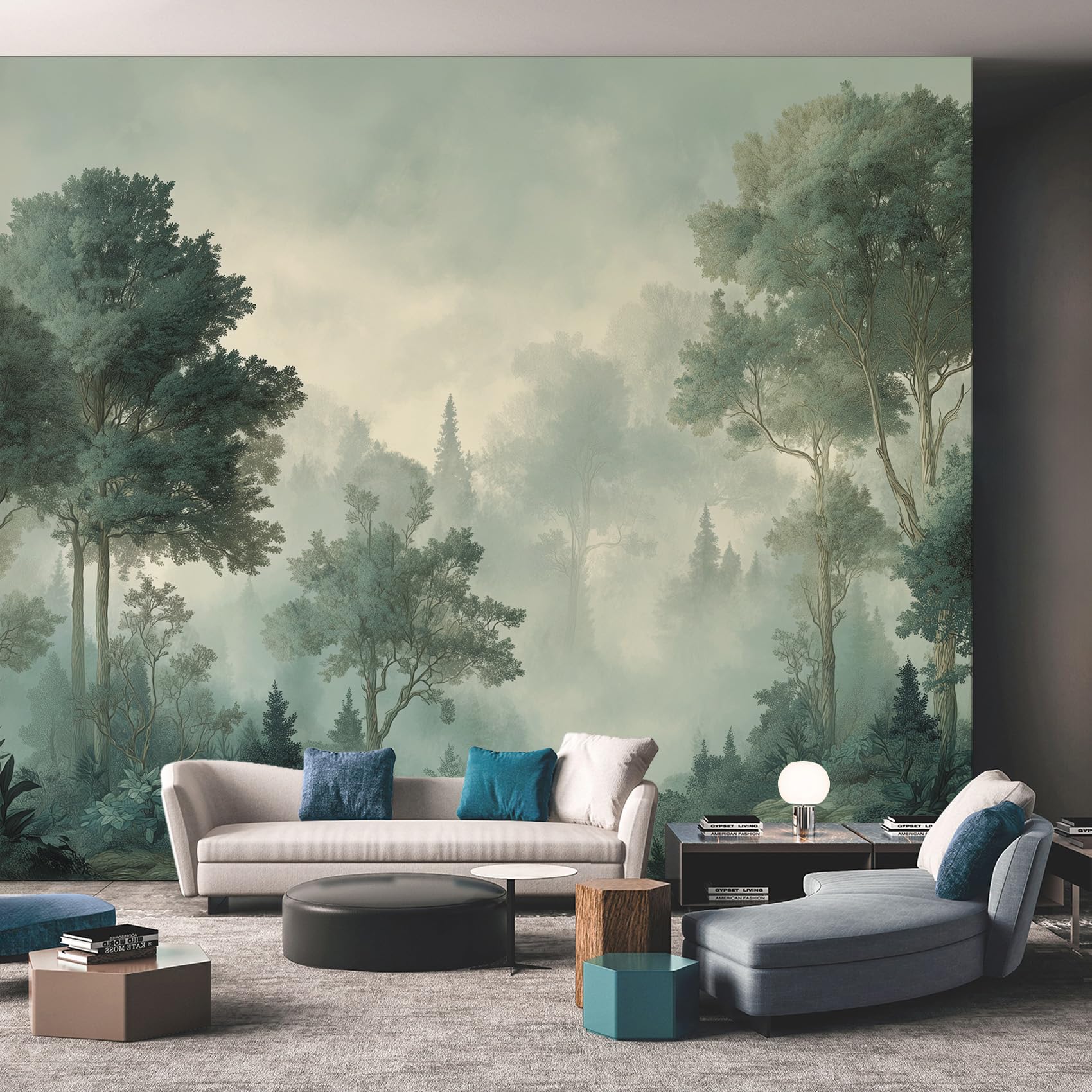 Generisch Tapete Nebelwald, Vliestapete Natur Landschaft Innen Wohnzimmer Küche Schlafzimmer Tapeten, Nebelwald Wand Deko Wandtapete 350L x 256B cm