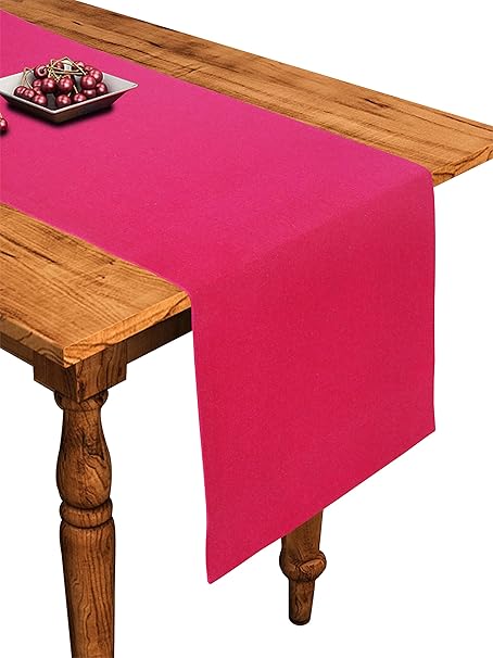 Airwill Cotton Plain Pink Designed Solid Pattern Table Runner Length 152cm (Pink, Pack of 1)