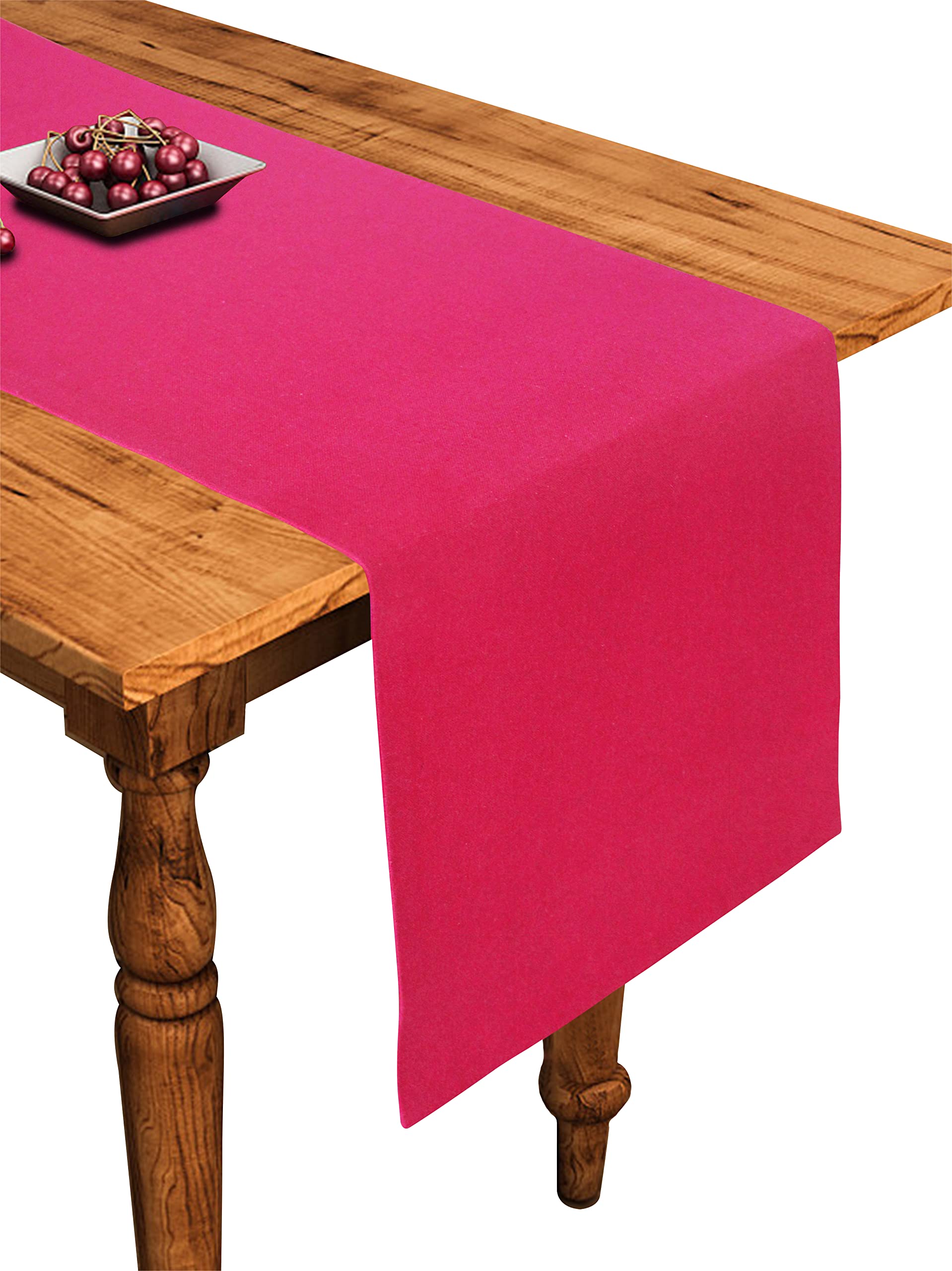 Airwill Cotton Plain Pink Designed Solid Pattern Table Runner Length 152cm (Pink, Pack of 1)-picture-26