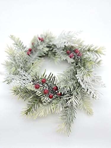Christmas White and Red Candle Holder Wreath with Pine on Grapevine wreath base