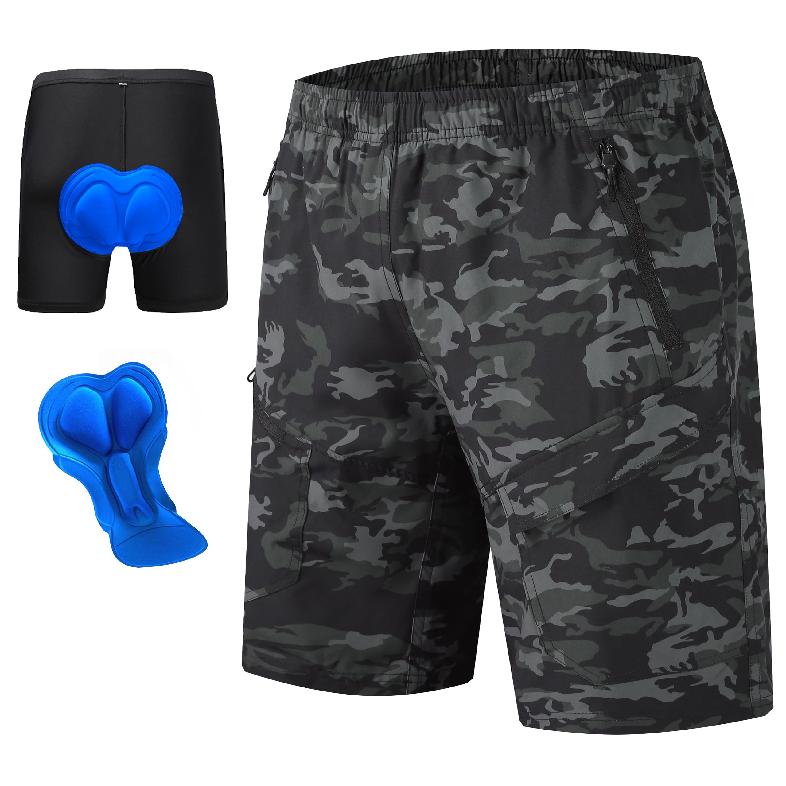 KPSUN Men's Mountain Bike Shorts 3D Padded for MTB Long Distance Riding