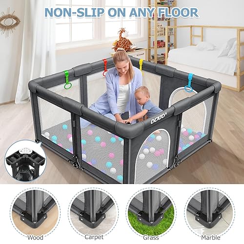 Miniatura 5 de OCATO Corralito para bebés valla portátil para patio de juegos para bebés con base antideslizante para bebés y niños pequeños corralitos de juegos