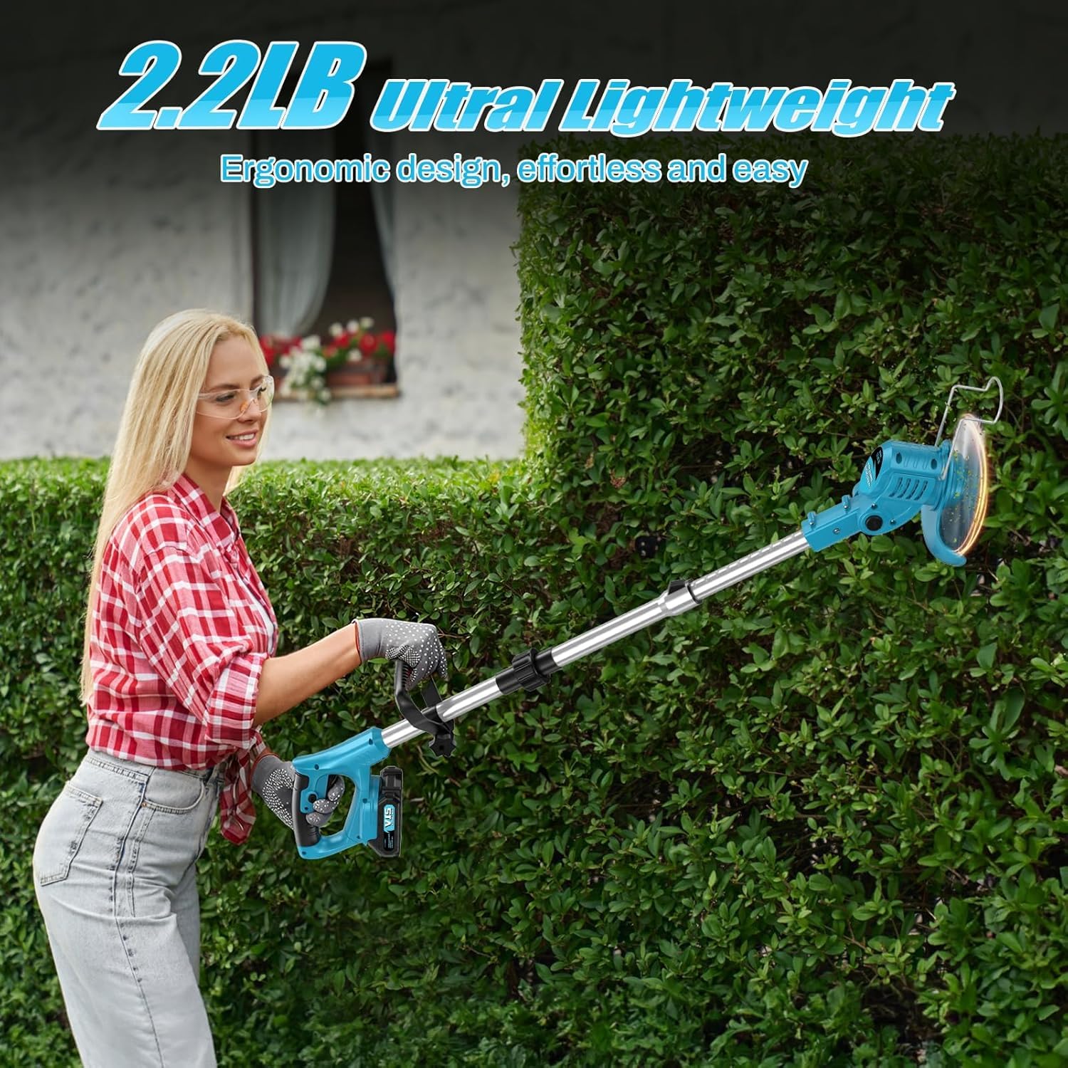 Débroussailleuse Électrique sans Fil 4-en-1 Coupe Bordure 2 Batteries 4.0 Ah Tête Pivotante 90° Poignée Réglable 4 Types Lames Jardin Pelouse