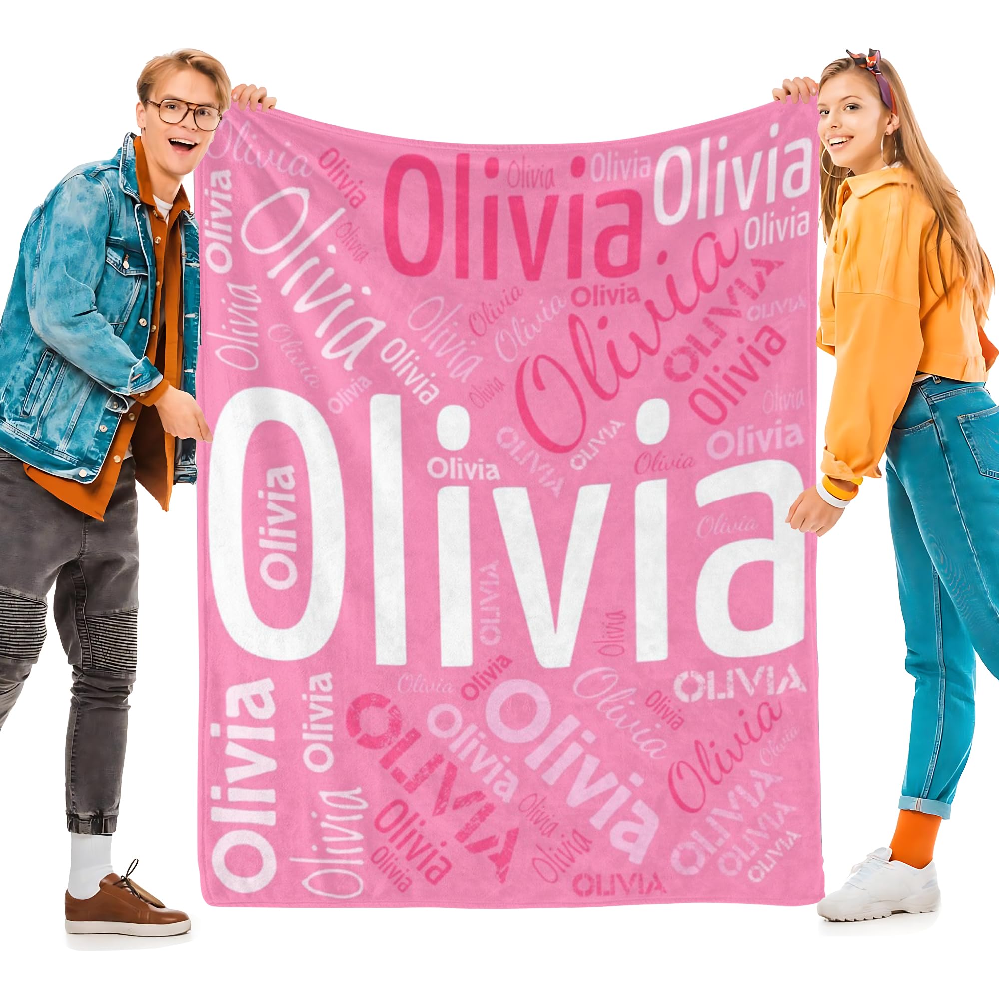 Rsskeoo Personalized Name Blankets, Custom Blanket with Name Customized Throws Blanket for Kids, Great Gift for Birthday, Christmas, Graduation,