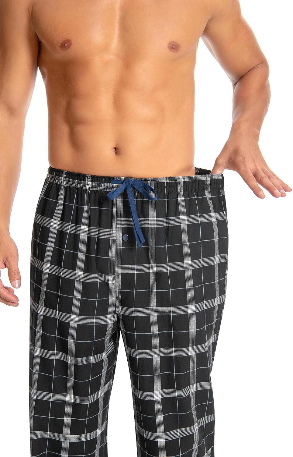 Mens Pajama Pants 100% Cotton Plaid Sleep & Lounge Pants, PJ Bottoms with Pockets and Button Fly - Image 4