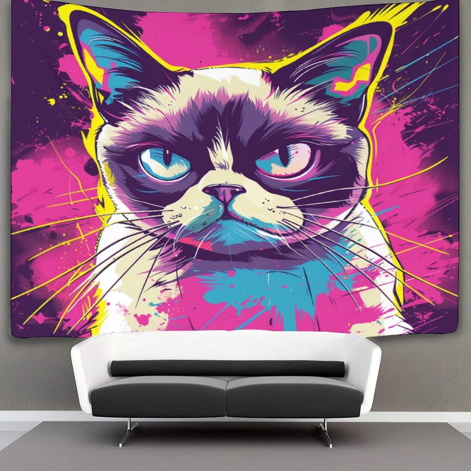 kaiyun Grumpy Cat Tapestry Wall Hanging Animal Wall Art for Living Room Bedroom Dorm 70cmx100cm