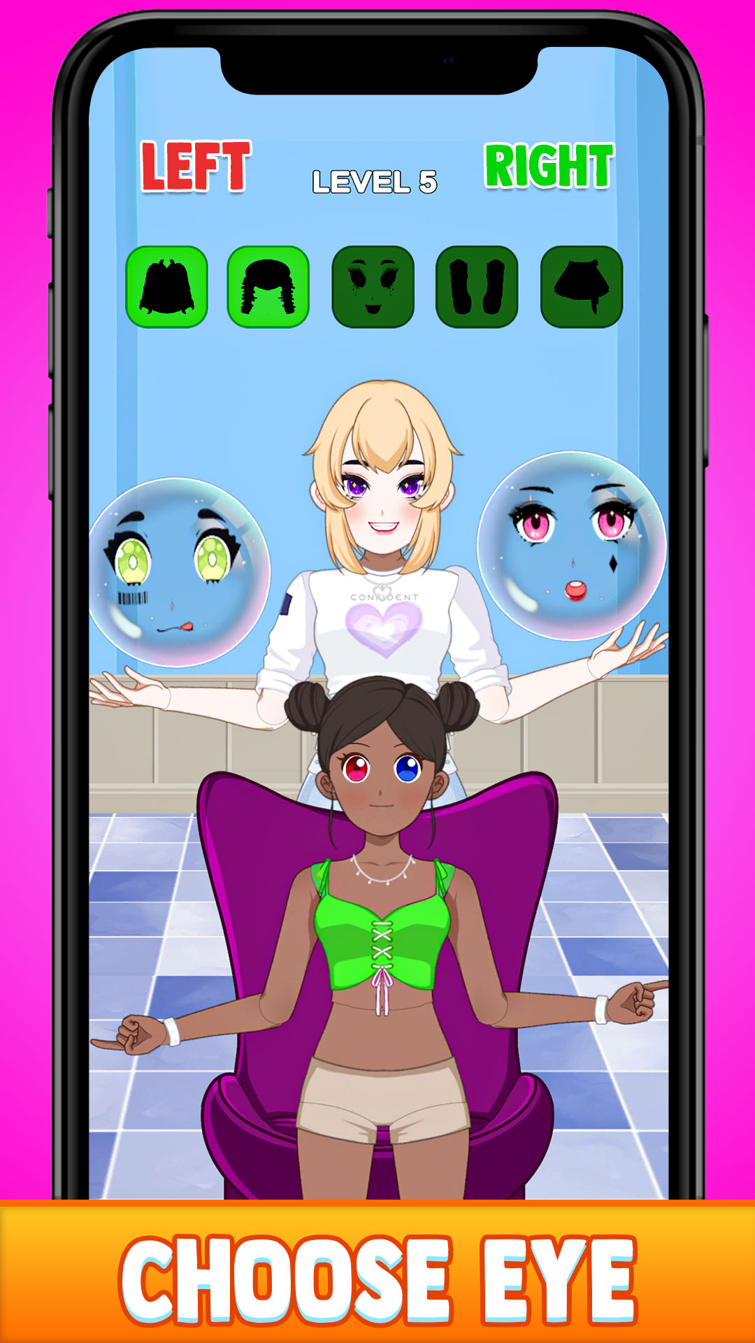 Left or Right Magic Fashion Dress Up: Women Fashions Stylist Challenge  Anime Makeover Doll Dressup Game