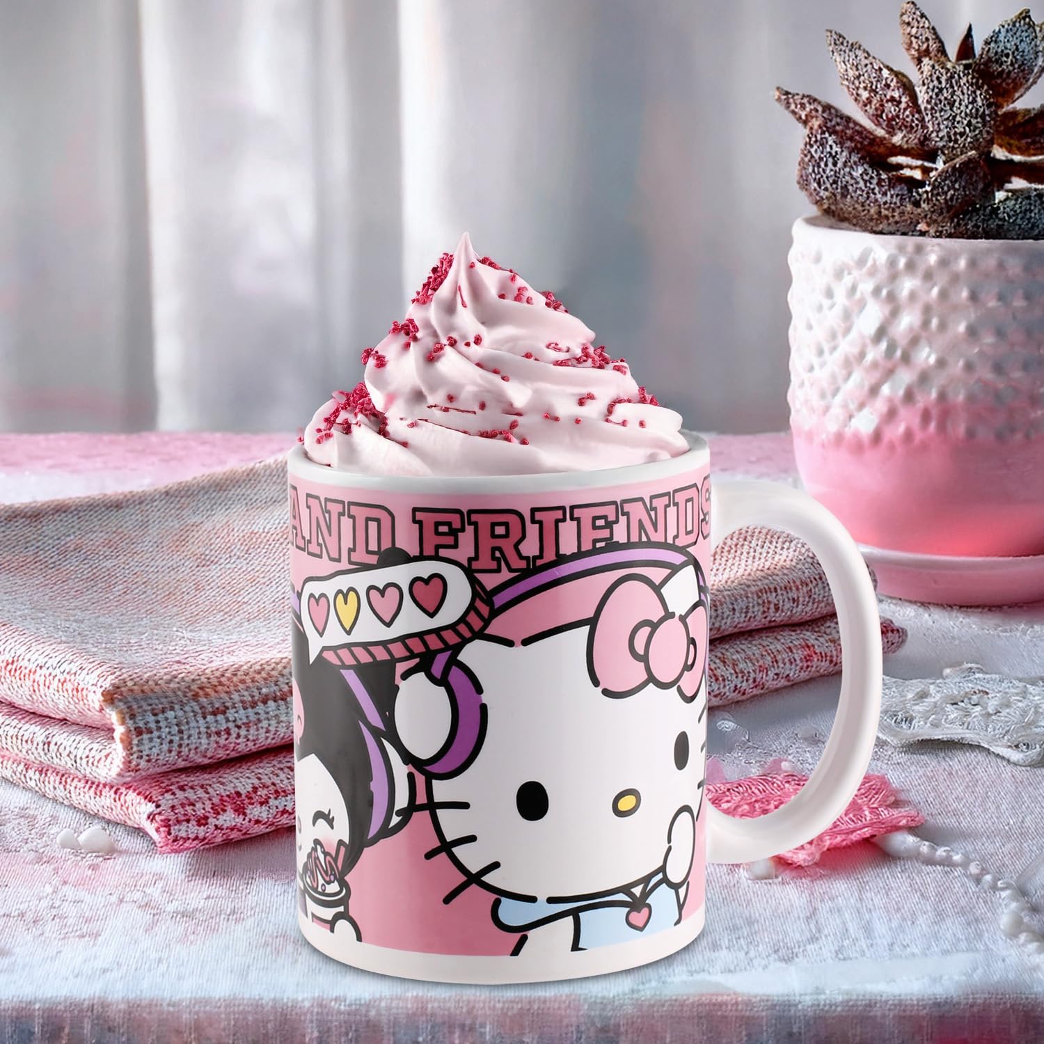 Hello Kitty Mug 350ml, Kuromi Charmmy Kitty Pink Ceramic Mug with