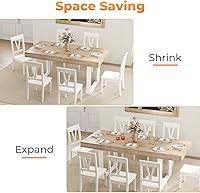 Vista 3 de Mesa de Comedor Expandible de 63"-78.7", Mesa de Cocina Estilo Granja para 6-10 Personas, Mesa de Comedor Extensible, Mesa de Cocina Rectangular