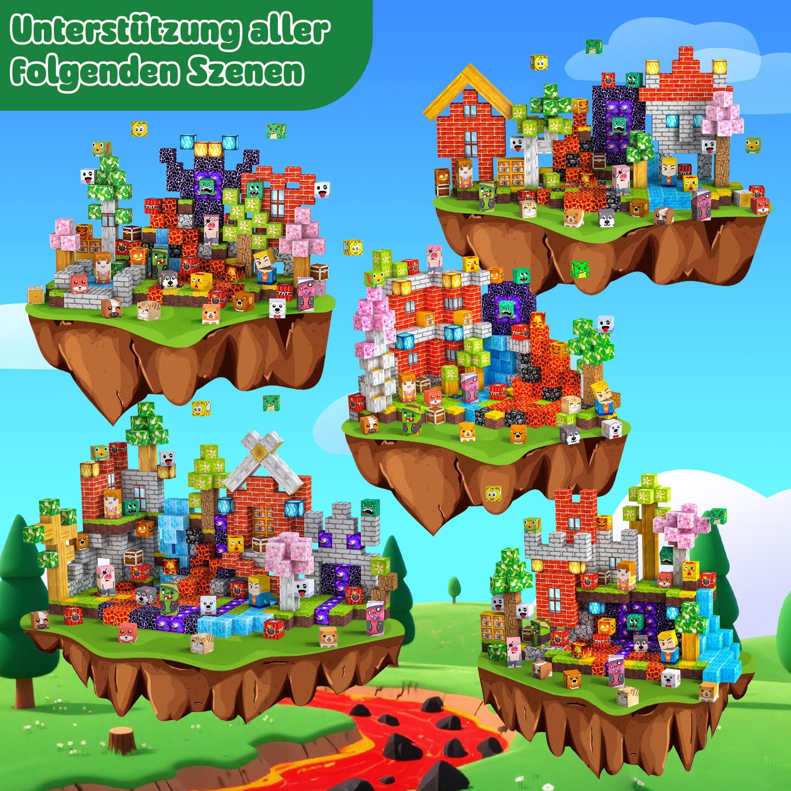 Magnetische Bausteine 330 PCS 2CM Magnetbausteine für Kinder ab 3 Jahre Magnetic Blocks, Spielzeug Magnete Kinder, Magnetische Bauwelt Geburtstag Geschenk ab 3 4 5 6 7 8 9 10 11 12 Jungen Mädchen