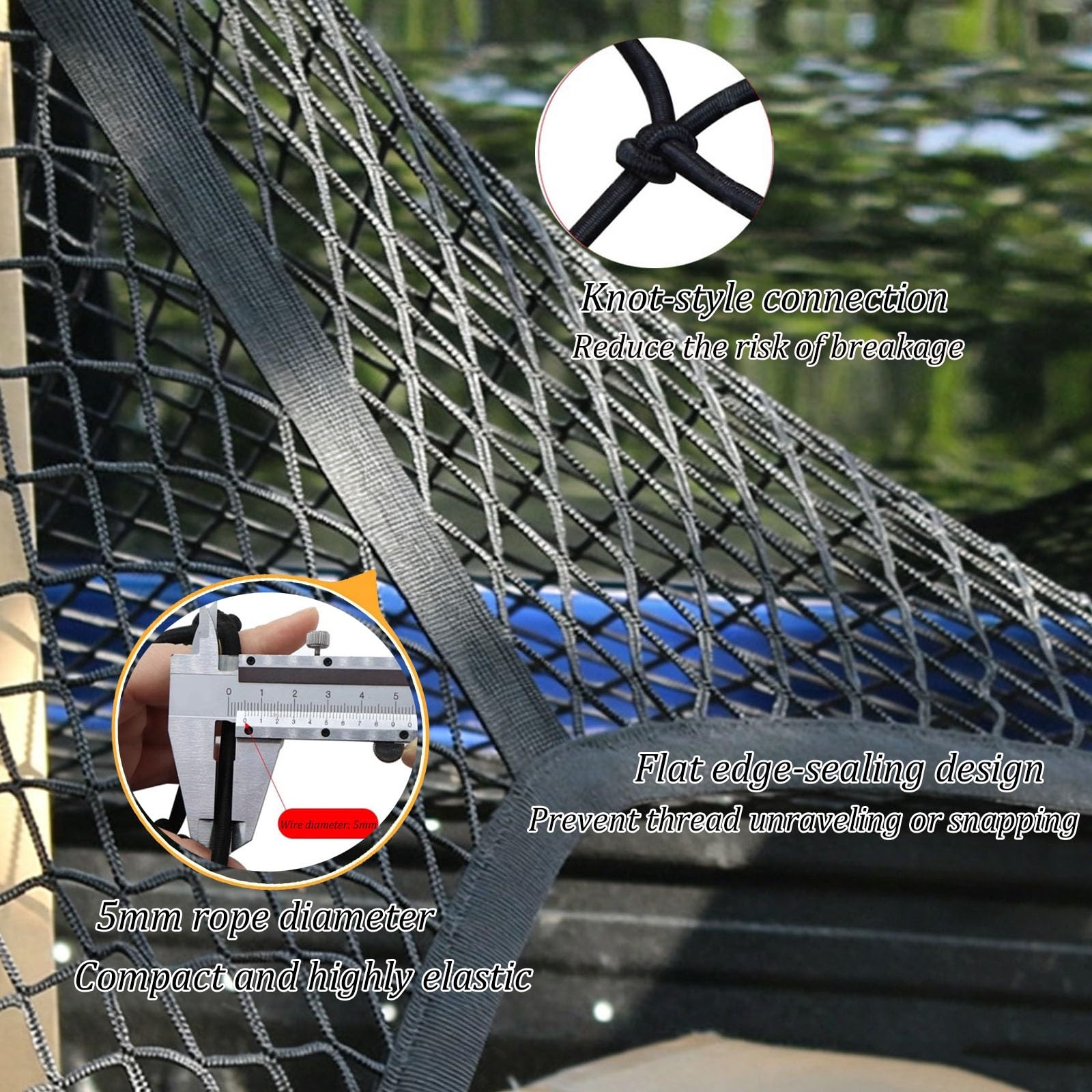 Universelles, elastisches Gepäcknetz/Ladungsnetz mit Haken – für Ladeflächen, Kofferräume, Wohnmobile, Boote und zur Aufbewahrung(1 * 1.2m)