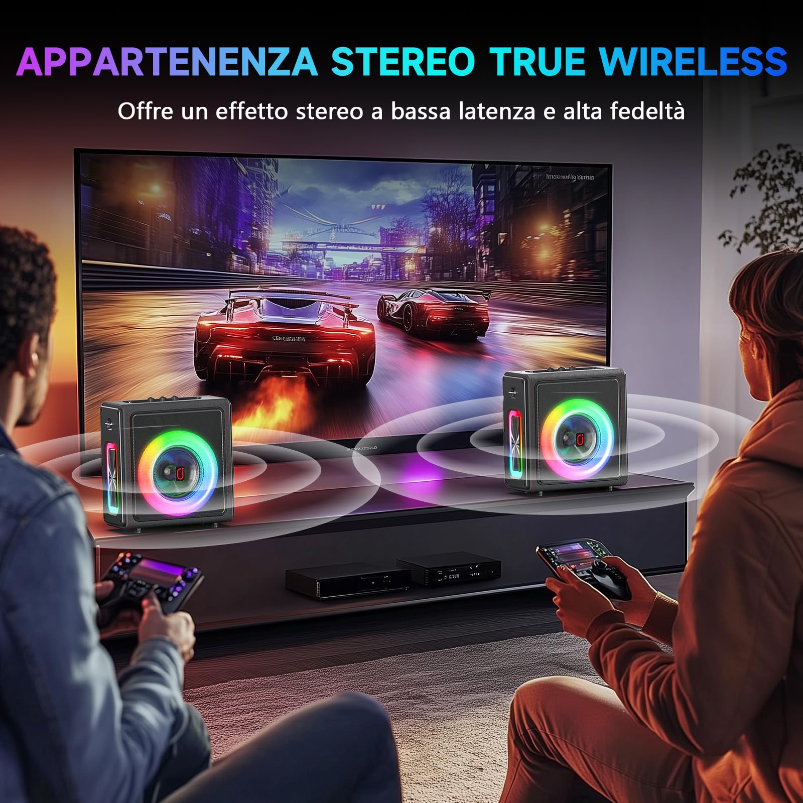 HWWR Karaoke con 2 microfoni wireless, Altoparlante karaoke cassa Bluetooth 5.3 portatile con subwoofer aggiornato, sistema PA con regolazione dell'eco, Regali di Natale adatti ad adulti e bambini