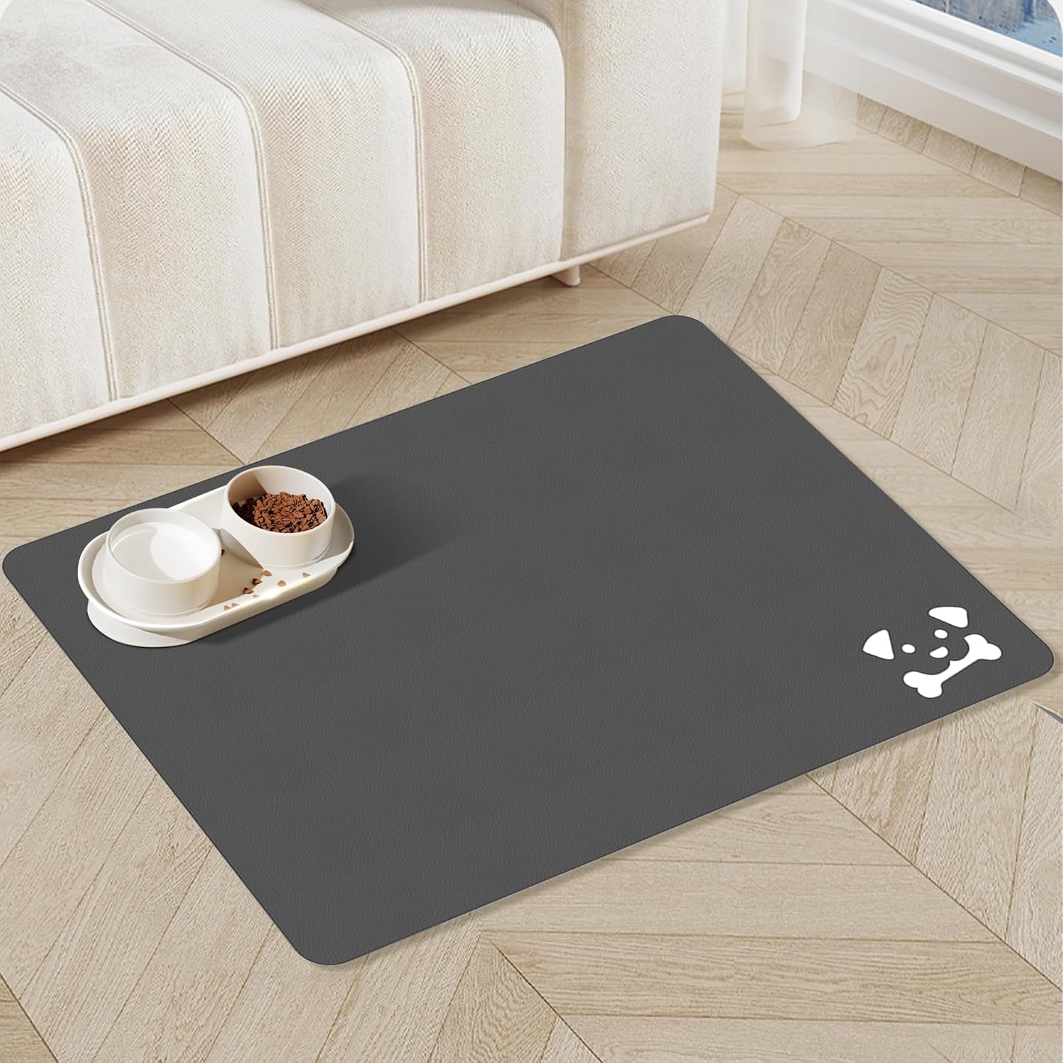 SHARKWOOD Dog Food Mat, Absorbent Waterproof Dog Water Mat